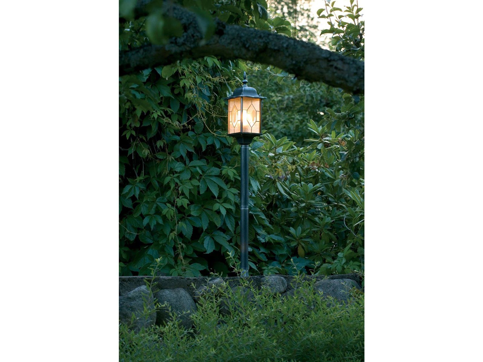 KONSTSMIDE LED Pollerleuchte, LED wechselbar, Warmweiß, Garten-Laterne Landhausstil, Wegbeleuchtung mit Bleikristall, H: 115cm