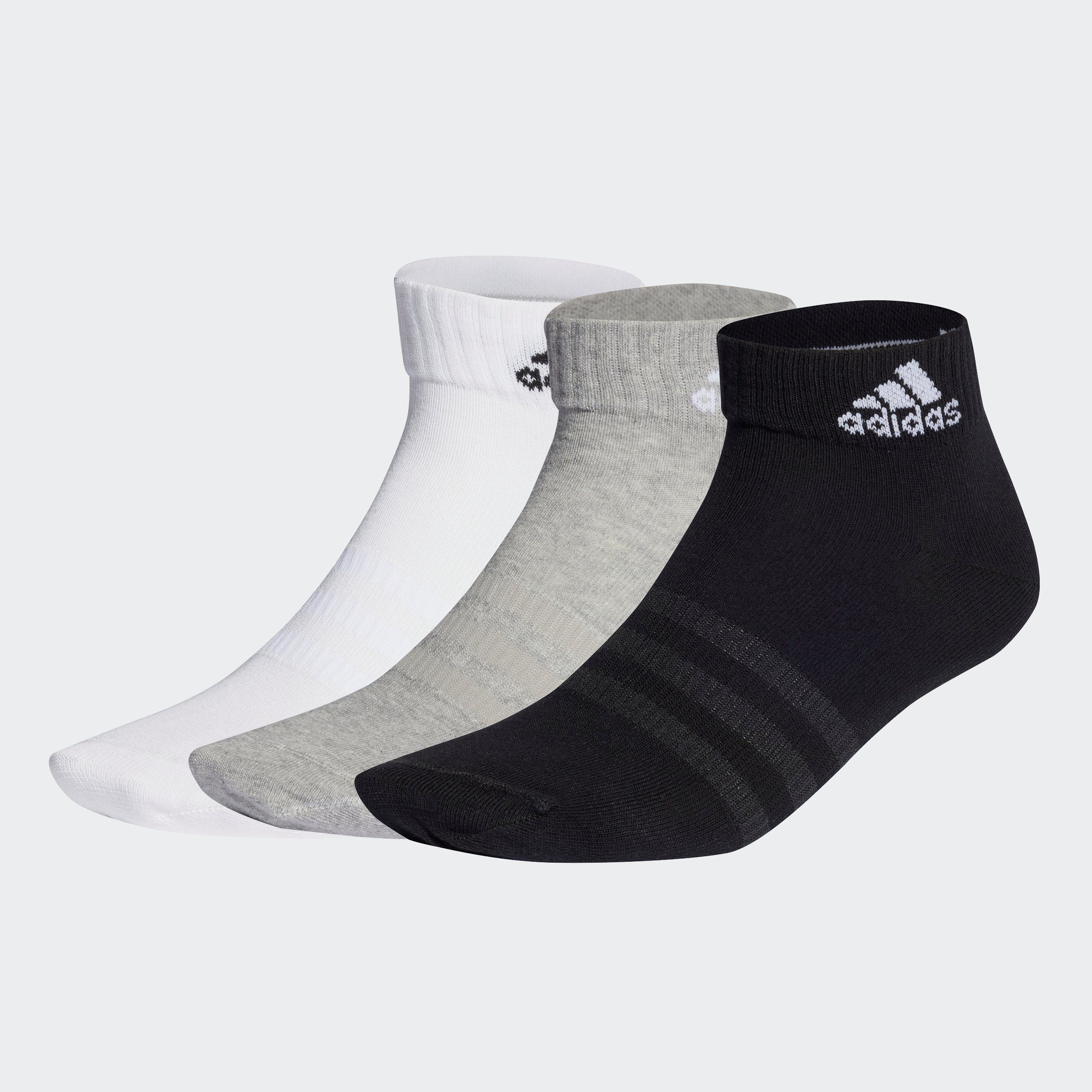 adidas Performance Sportsocken THIN AND LIGHT ANKLE SOCKEN, 3 PAAR (3-Paar) Medium Grey Heather / White / Black