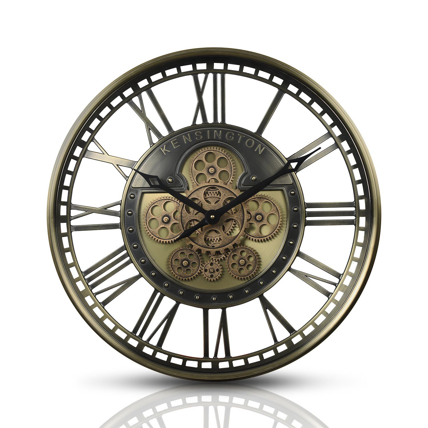 Samilito Uhr Wanduhr mit echtem Bewegungsgetriebe Zahnrädern in Gold günstig online kaufen