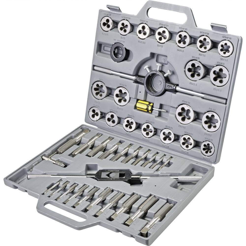 Derzeit im Sonderangebot TOOLCRAFT Gewindeschneider 45teiliges Schneideisen- Gewindebohrer-Set und