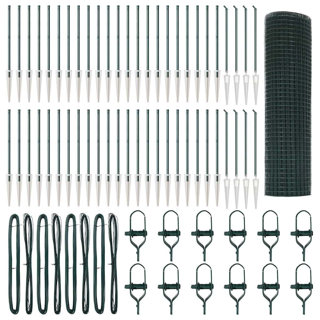 vidaXL Gartenzaun Geschweißter Drahtzaun mit Stacheln 100 x 0,4 m Grün Netz, (1-St)