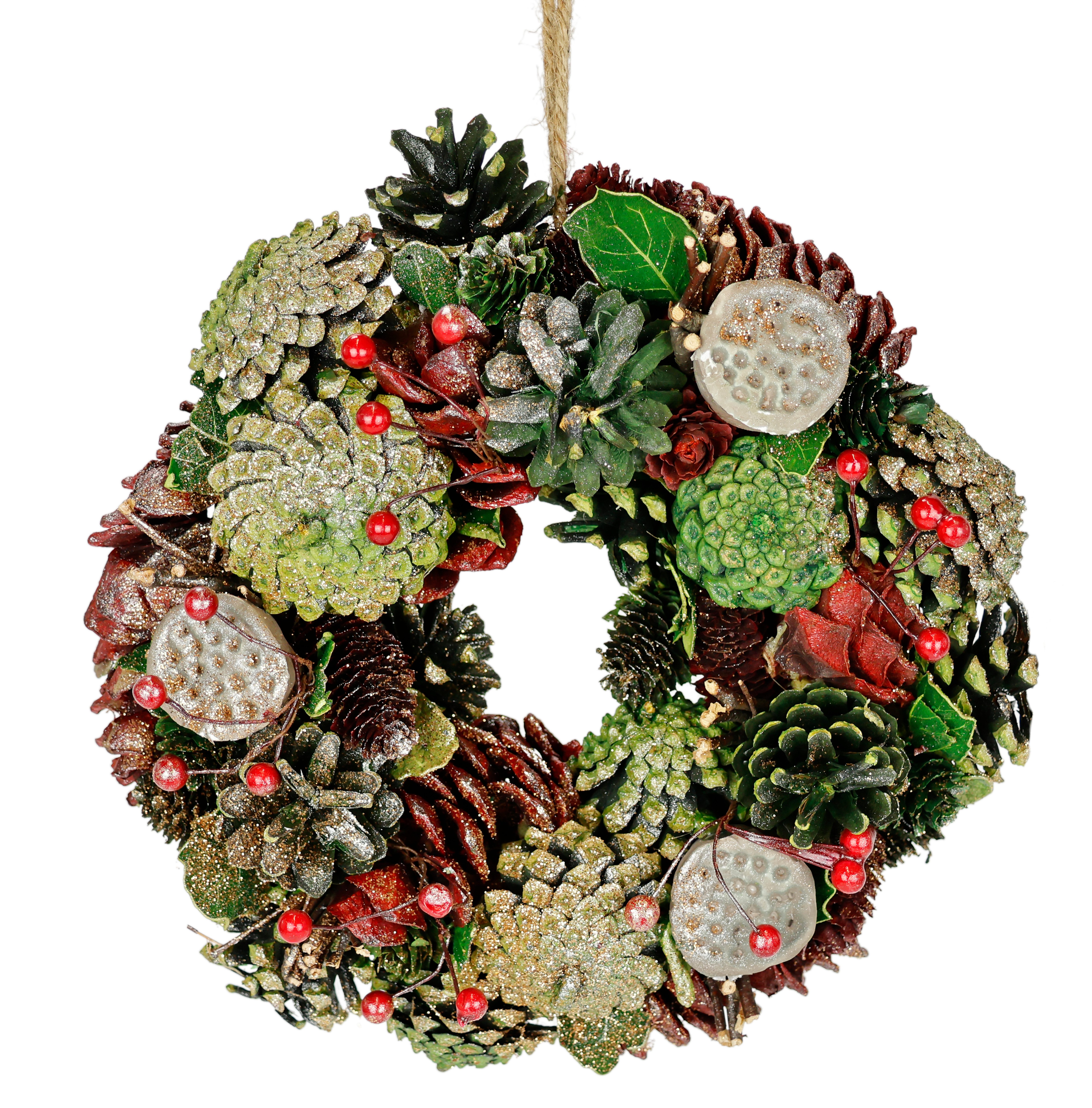 Kunstkranz Natur-Kranz mit echten Zapfen Lotus Perlen Beeren Zapfen, I.GE.A günstig online kaufen
