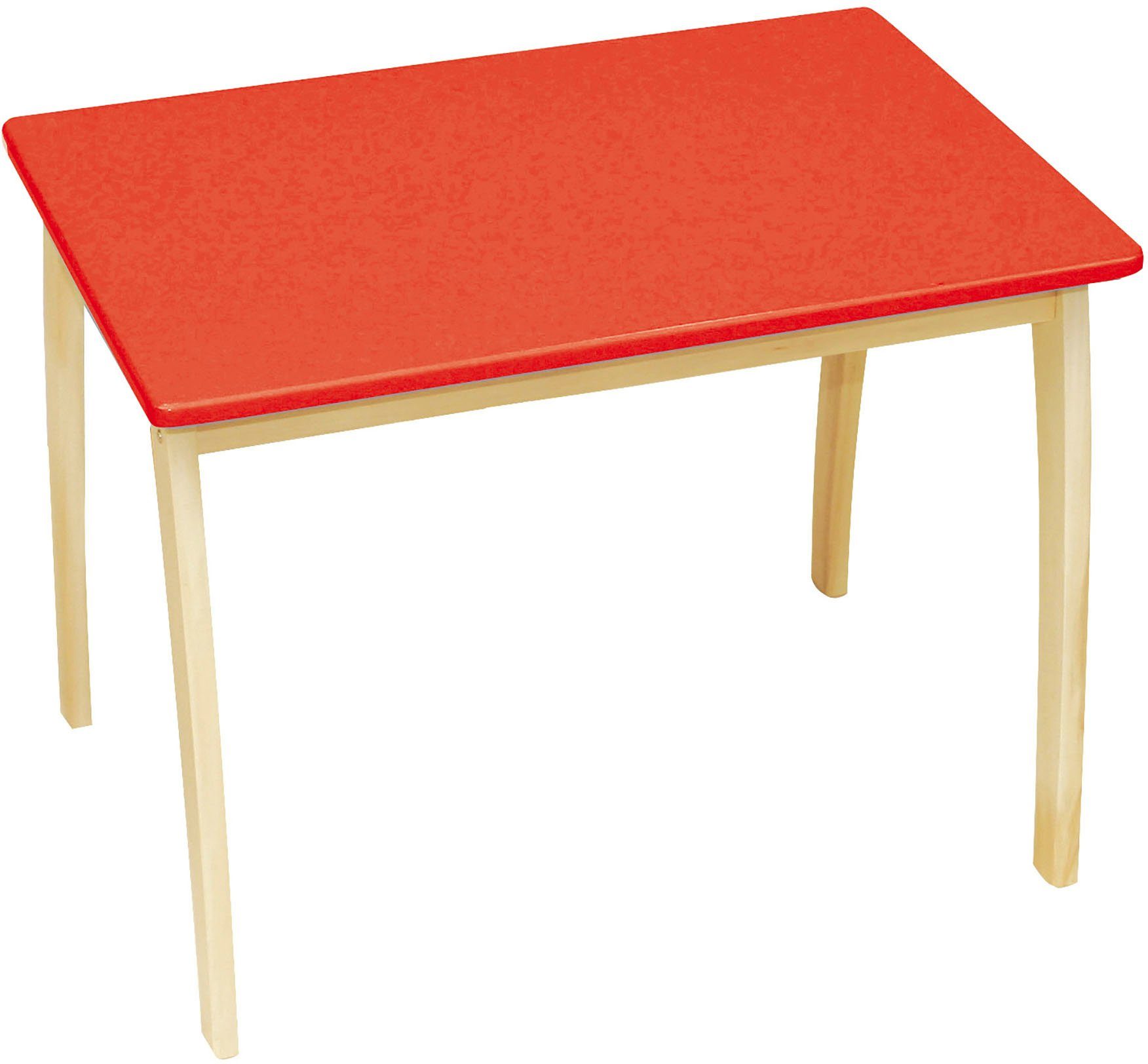 roba® Kindertisch mit farbig Tischplatte, orange rot lackierter