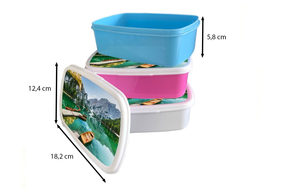 - Mädchen, Brotdose Boot, rosa für Brotbox Kinder, Snackbox, (2-tlg), Kunststoff Alpen Lunchbox Erwachsene, - MuchoWow See Kunststoff,