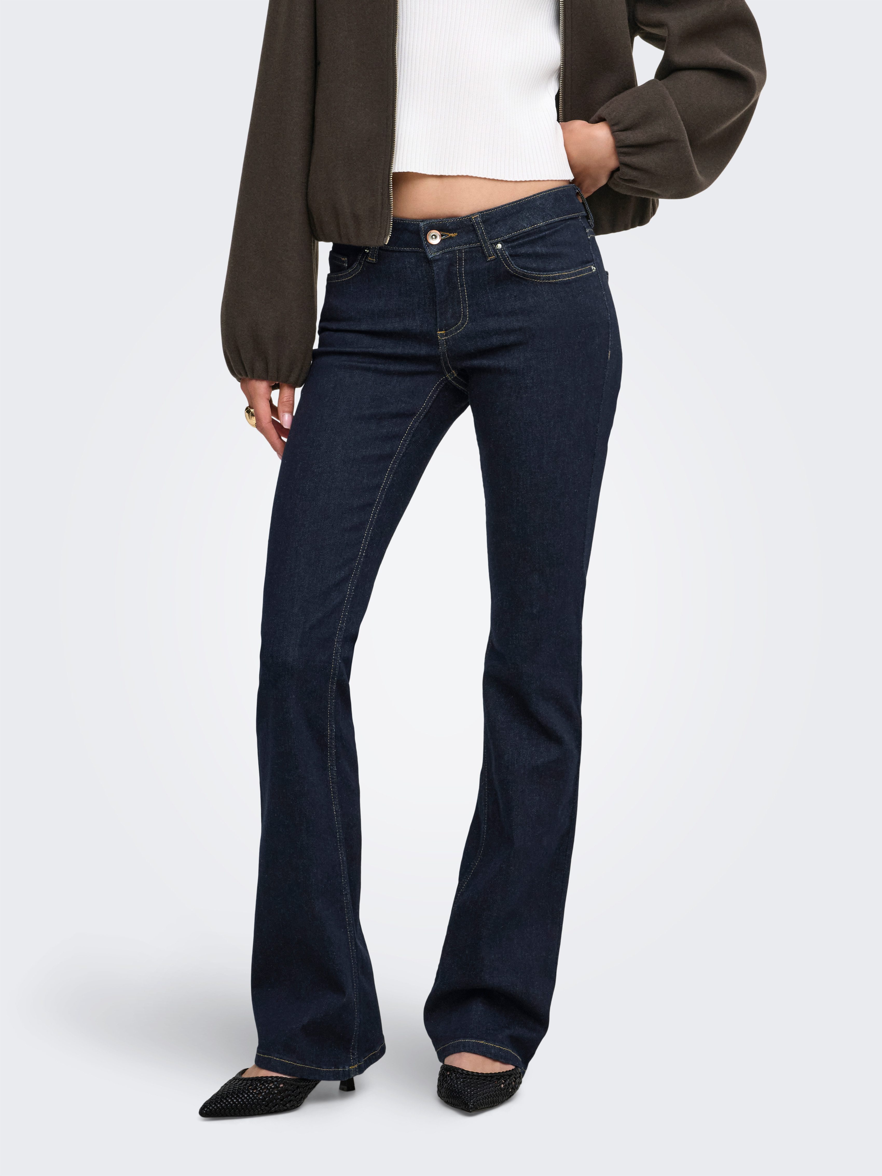 ONLY Bootcut-Jeans ONLBLUSH – Bootcut-Jeans mit niedriger Leibhöhe und Stretch Baumwollmischung, bootcut fit
