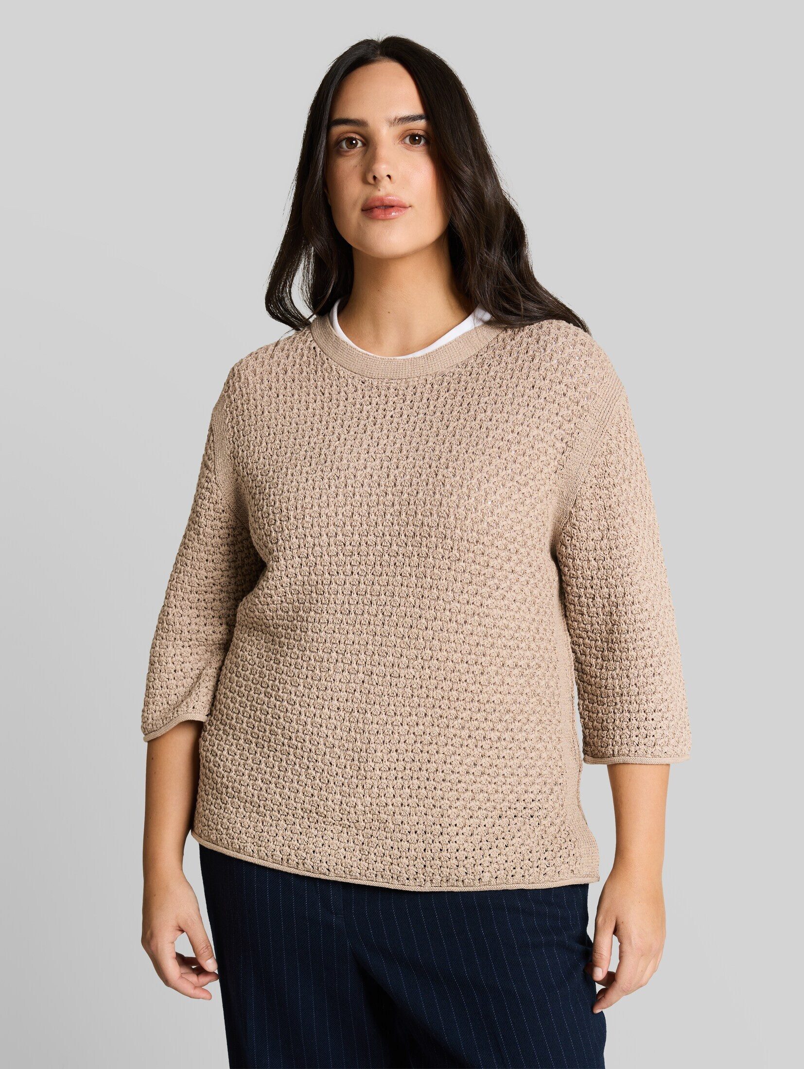 TOM TAILOR PLUS Strickpullover Pullover & Strickjacken Plus Size - Loose Fit Strickpullover mit Lochmuster