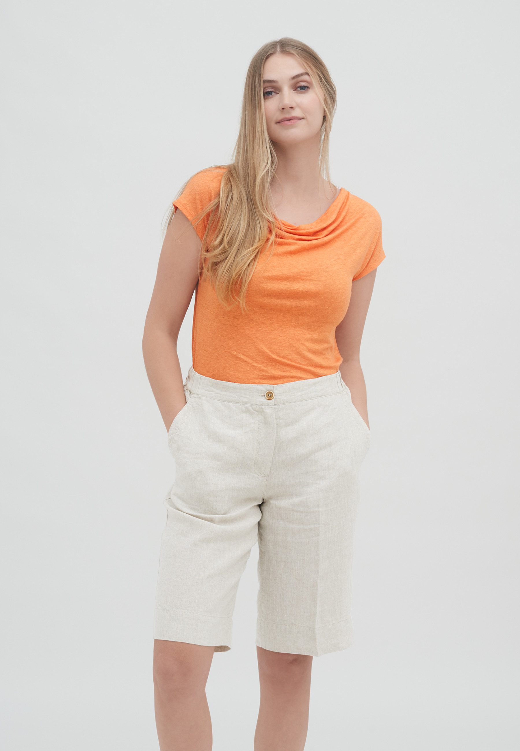 LIVING CRAFTS Bermudas ODETTE Leichter, ungefütterter Webstoff aus reinem Leinen