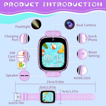 Ucani Telefon für Kids 3-12 Jahre Geschenk Smartwatch (App), mit Anruf, SOS, Spiele, Schrittzähler, Musik, Kamera, Wecker, Hörbuch