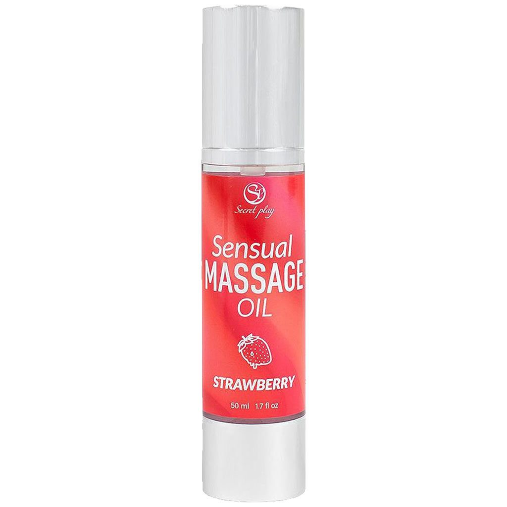 SECRET PLAY Gleit- & Massageöl Sensual Massage Oil - Strawberry, Flasche mit 50ml, 1-tlg., duftendes Massageöl ohne tierische Inhaltsstoffe