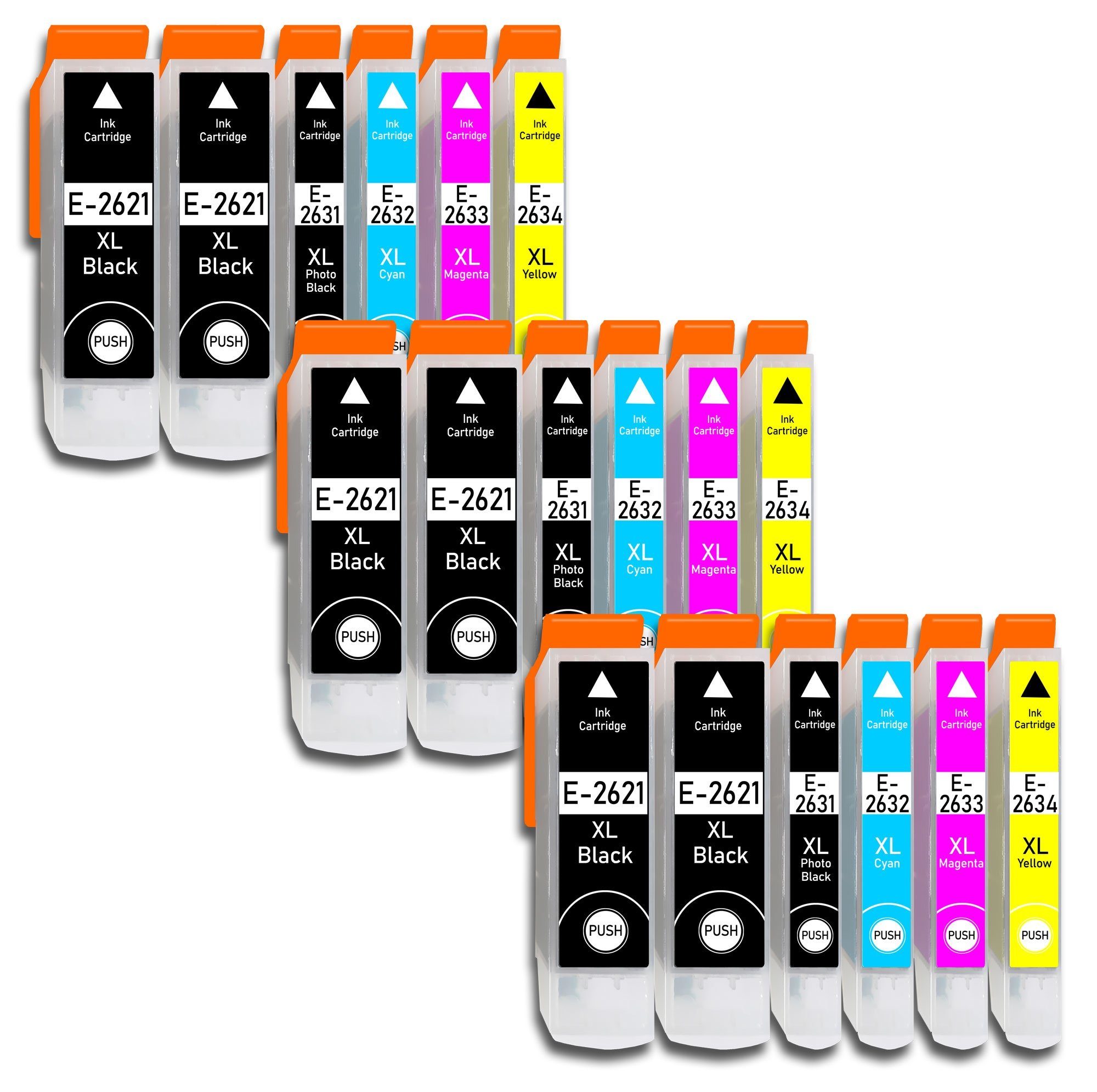 Druckerparadies 18er Multipack für Epson 26XL Tintenpatronen Set Tintenpatrone (18-tlg., für XP510 XP520 XP600 XP605 XP610 XP615 XP620 XP625 XP700 XP710 XP720)