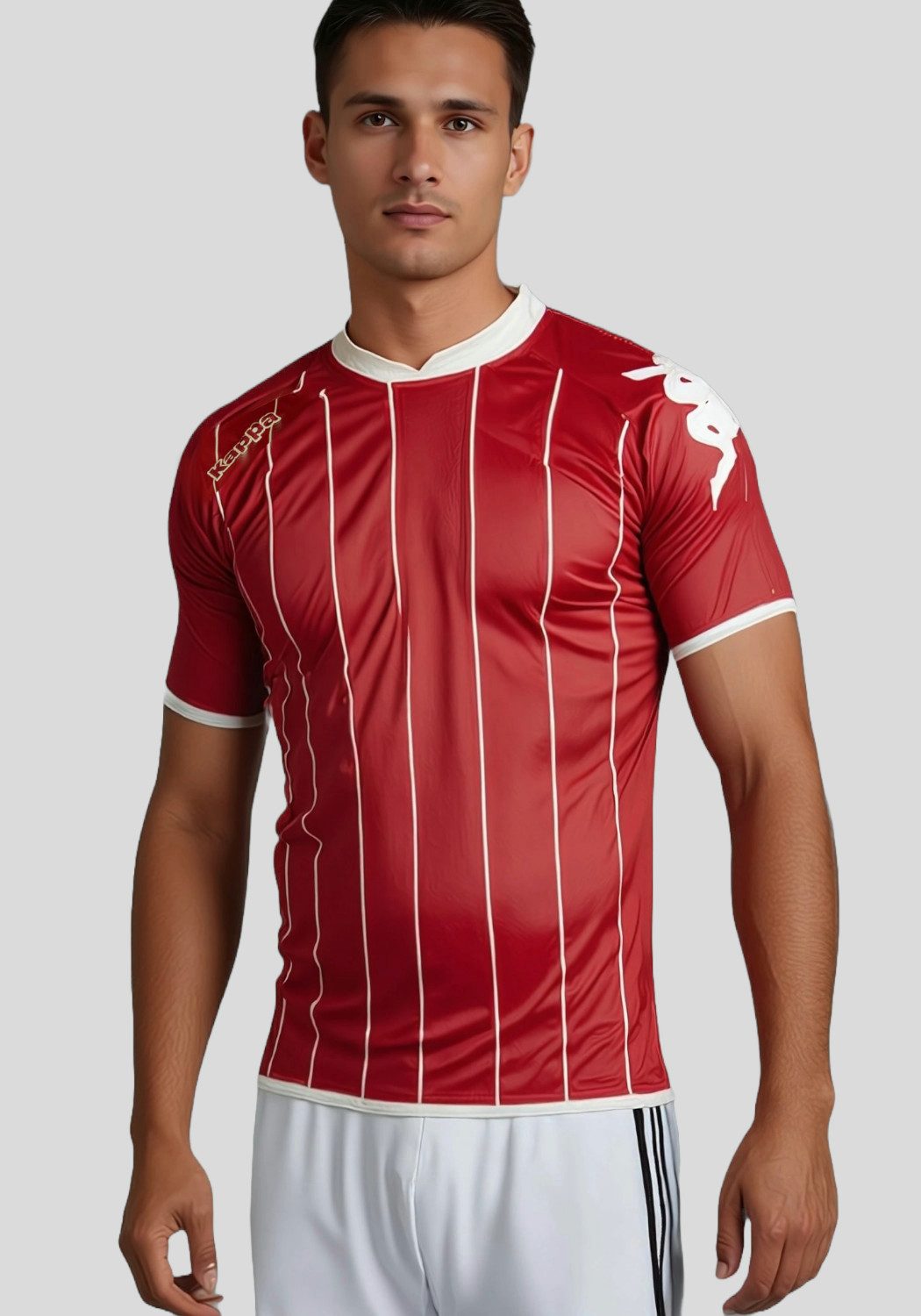 Kappa Fußballtrikot Arezzo Trikot Sportshirt mit Längsstreifen und Kontrasteinfassungen