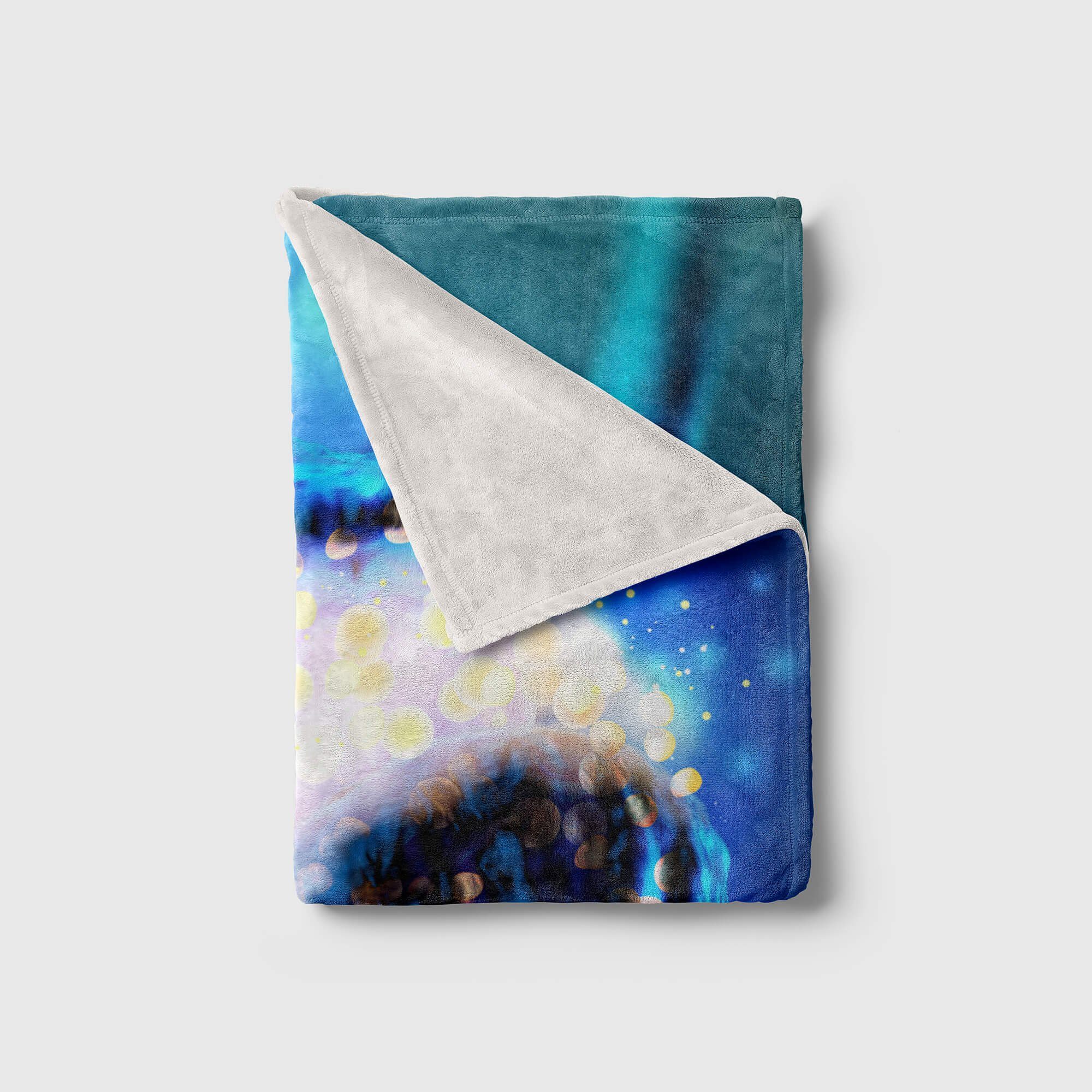 Handtuch Handtuch Sinus Kuscheldecke Art Makro mit Blau Synapsen Baumwolle-Polyester-Mix Handtücher Fotomotiv Auffalle, Saunatuch (1-St), Strandhandtuch