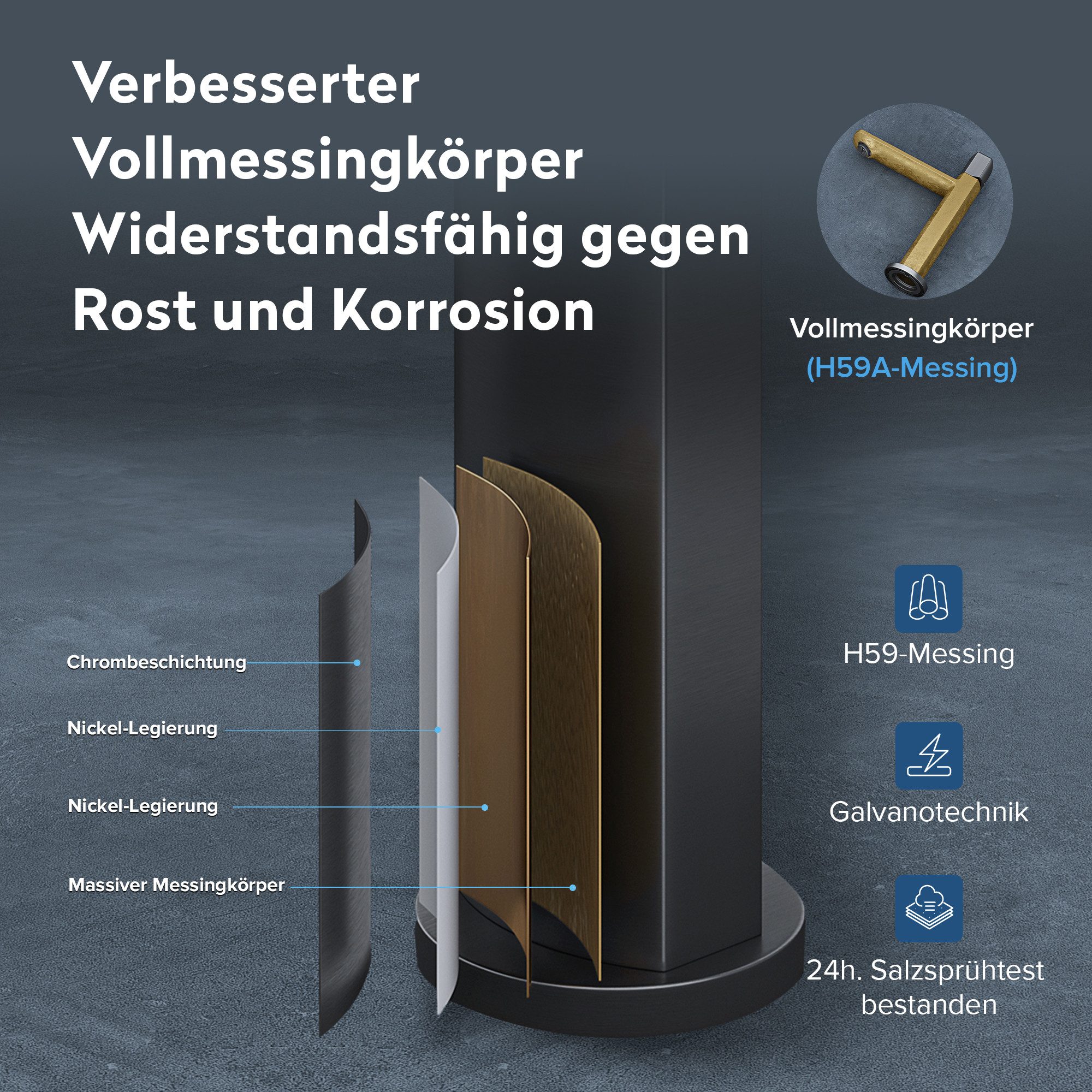 doporro Waschtischarmatur Wasserhahn Bad mit Auslaufhöhe 131/236mm Vollkupfer Design WAO-1190
