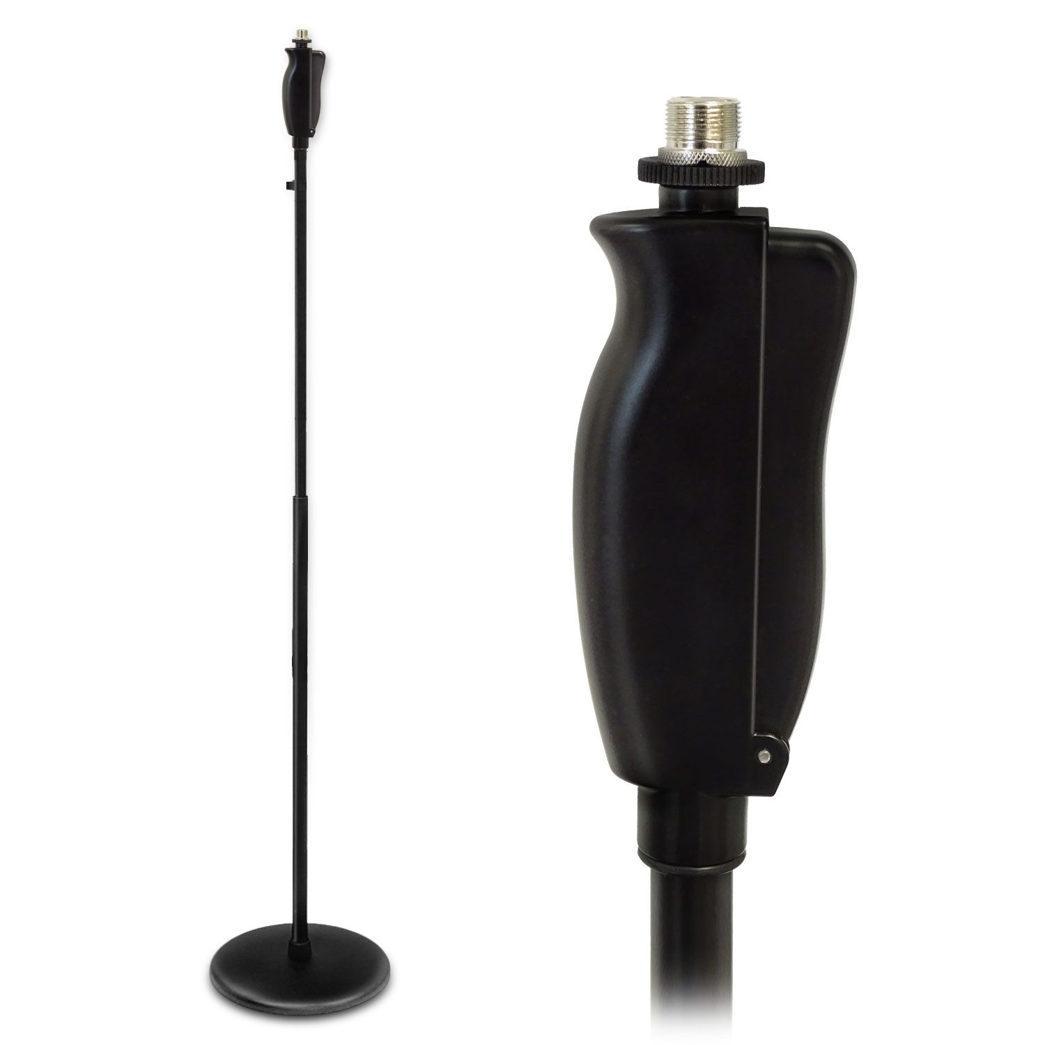 keepdrum Mikrofonständer keepdrum MS124 Einhand-Stativ, (ausziehbar, schwarz), mit Rundsockel