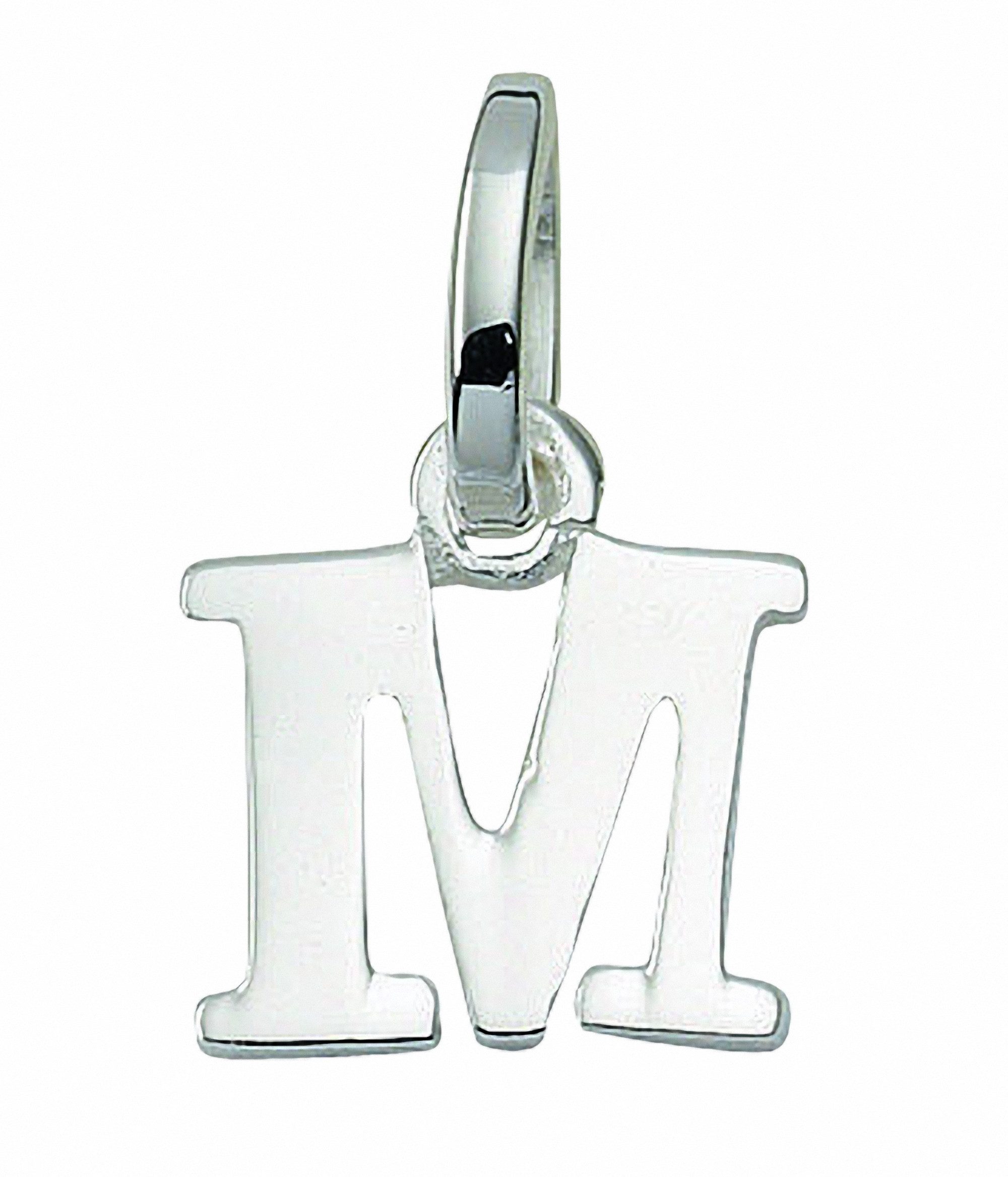 Adelia´s Namenskette Halskette - Namenskette mit Buchstabenanhänger M aus 925 Silber, Schmuckset mit bis 45 cm stufenlos verstellbarer 925 Silber Halskette