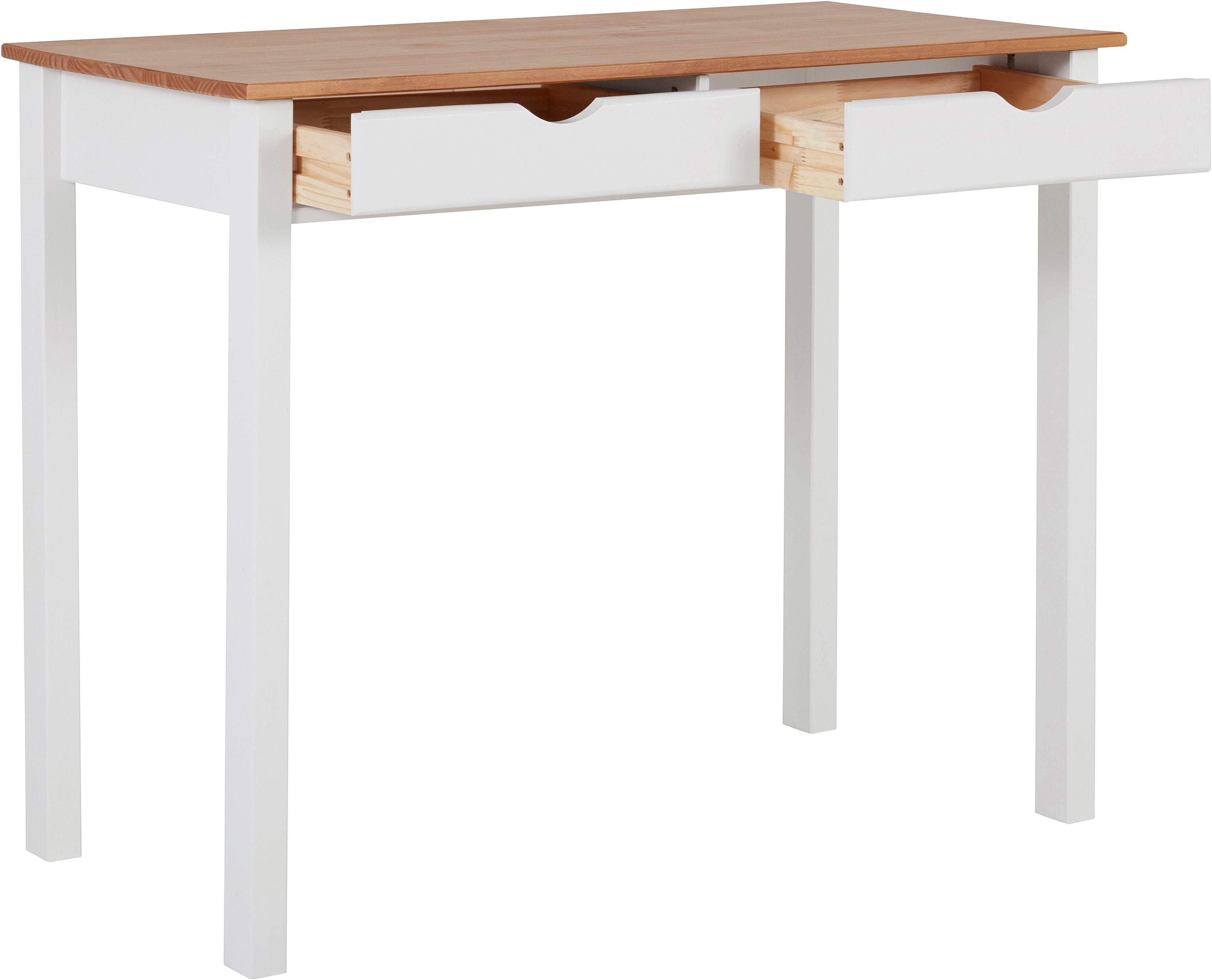Home affaire Schreibtisch Gava, massives Kiefernholz, für das home office, Breite 100/120/140 cm