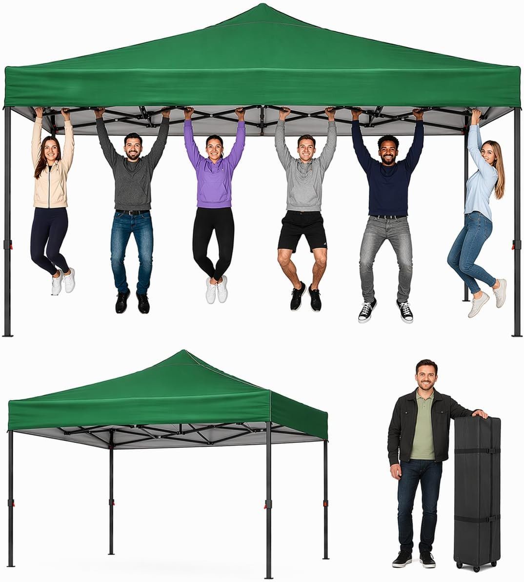 AOXUN Pavillon 3x3m Wasserdicht, Metallrahmen-Schutzzelt,Dunkelgrau, klappbar, UPF 50