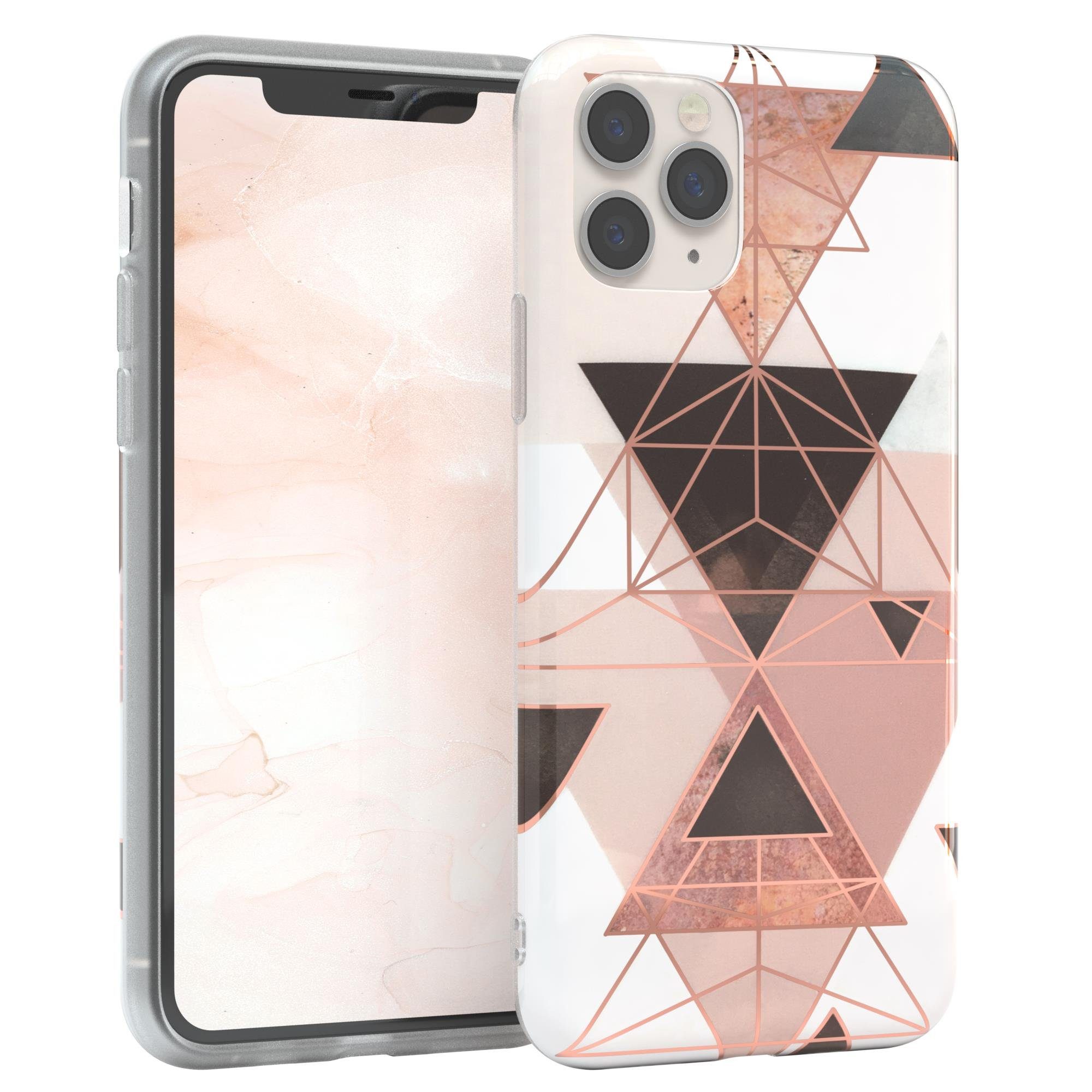 EAZY CASE Handyhülle IMD Motiv Cover für Apple iPhone 11 Pro 5,8 Zoll, Hülle mit Kameraschutz Slimcover Display Bumper Geometrie Rosa Braun