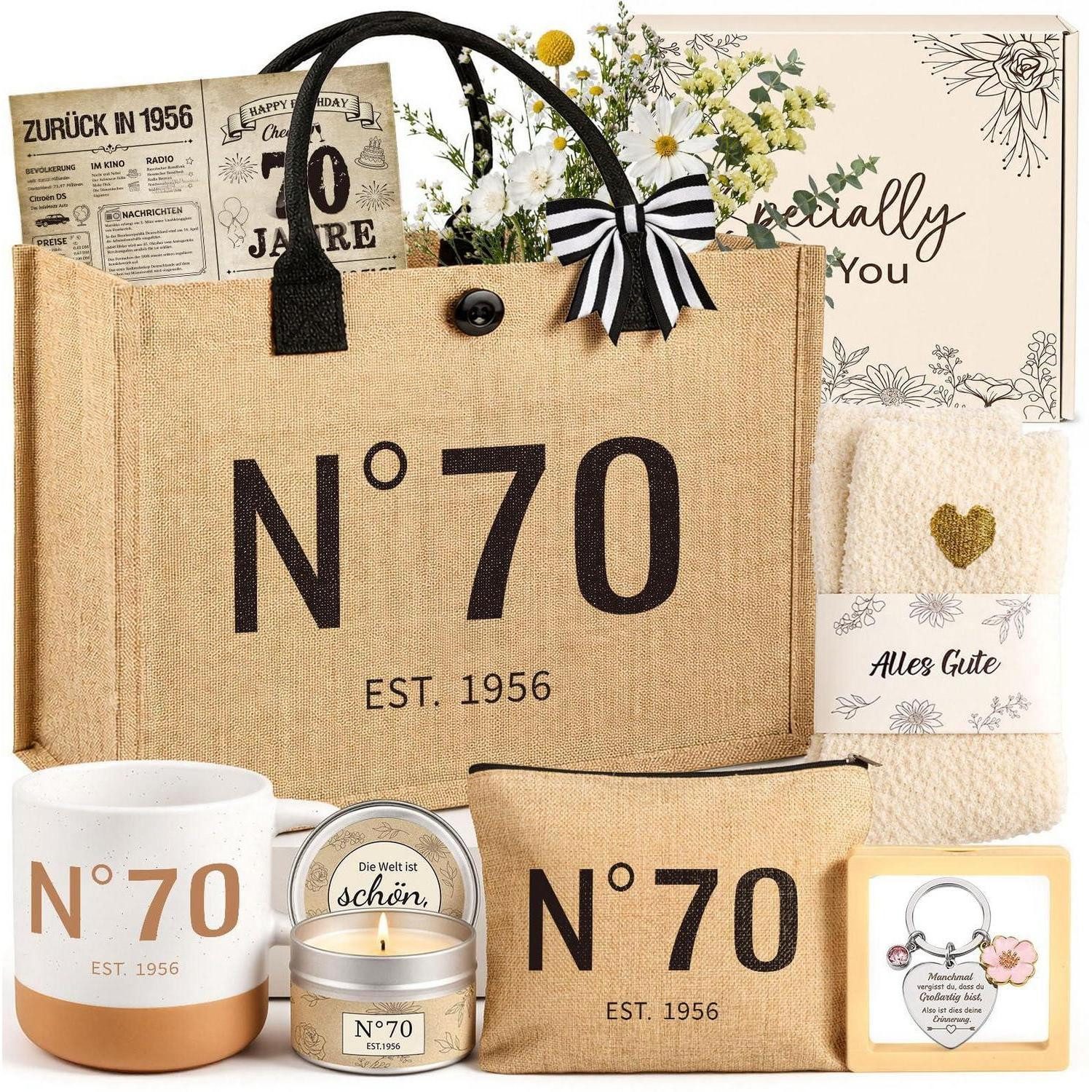 LuxusKollektion Geschenkbox Geschenkset 70. Geburtstag Frau Vintage 1956 8-tlg