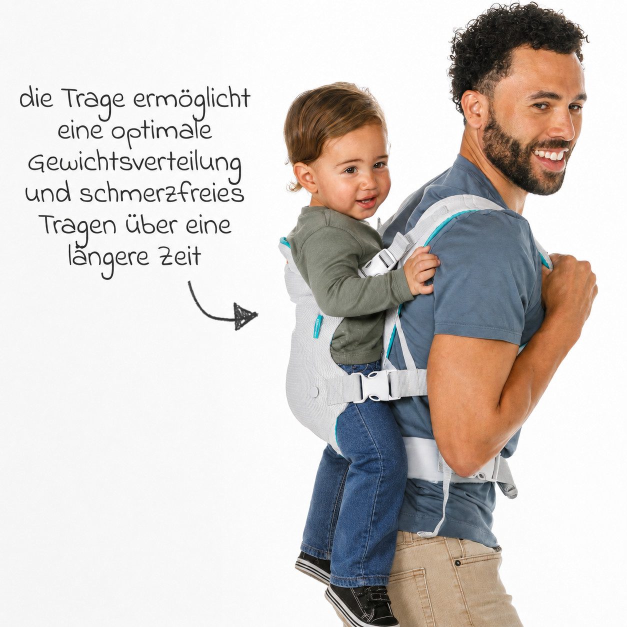 Infantino BKids Babytrage Flip Advanced - Grau, Baby Bauchtrage Rückentrage ab Geburt von 3,6 - 14,5 kg 4 positionen – Bild 5 von 5