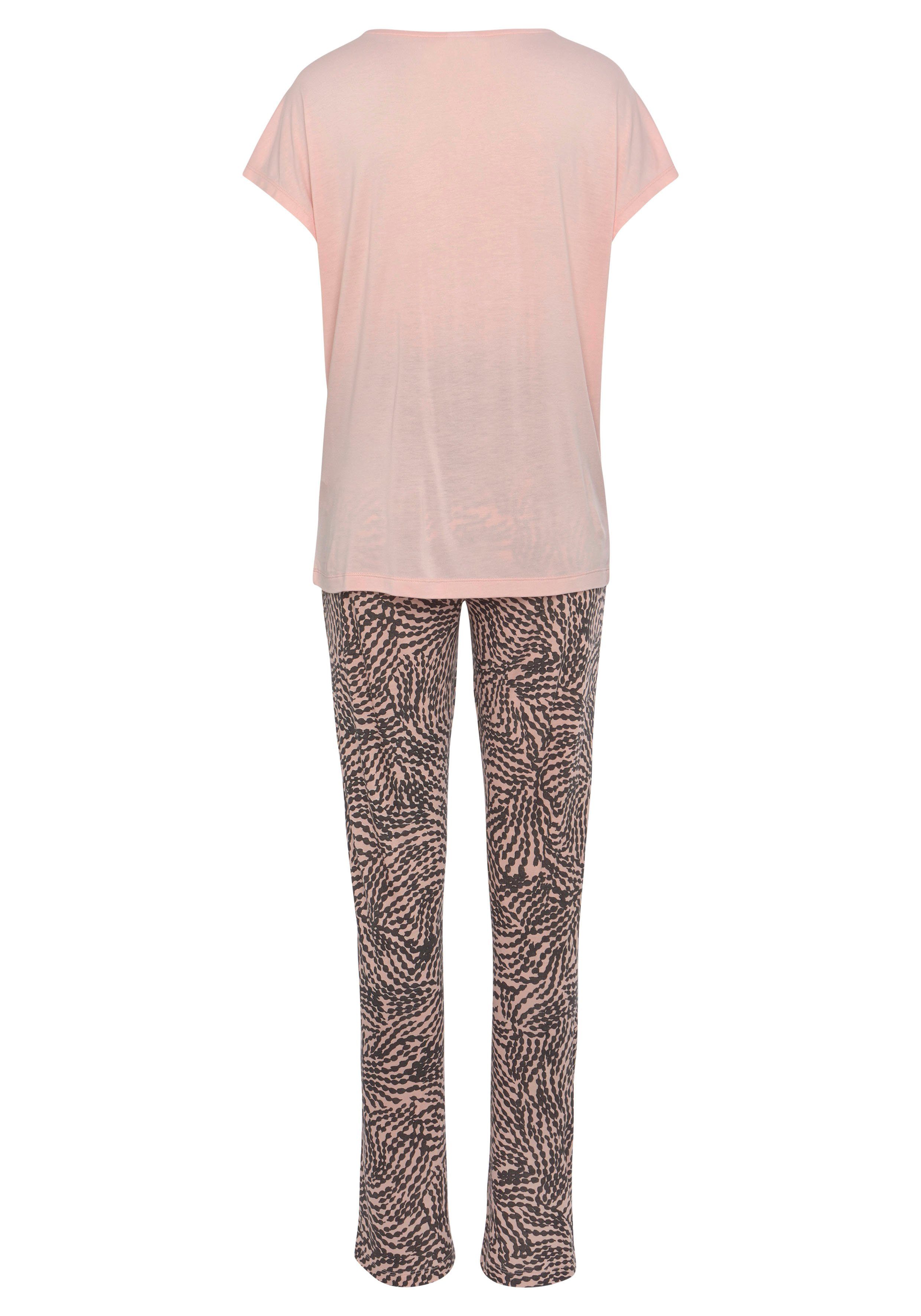 LASCANA Pyjama (Set, 2 tlg) mit gemusterten Details