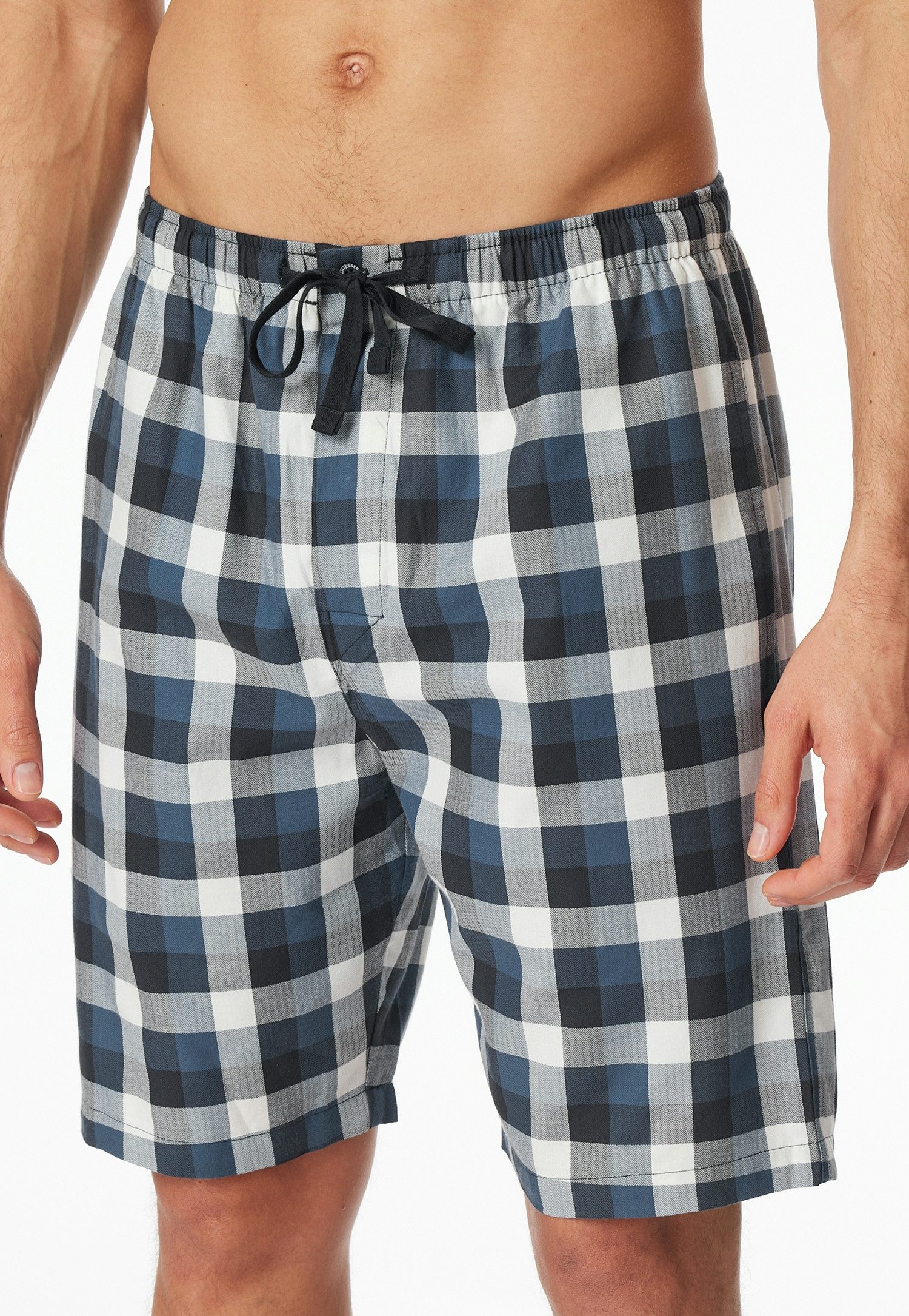 Schiesser Pyjamashorts Mix + Relax kariert, Gummizug, Bindeband
