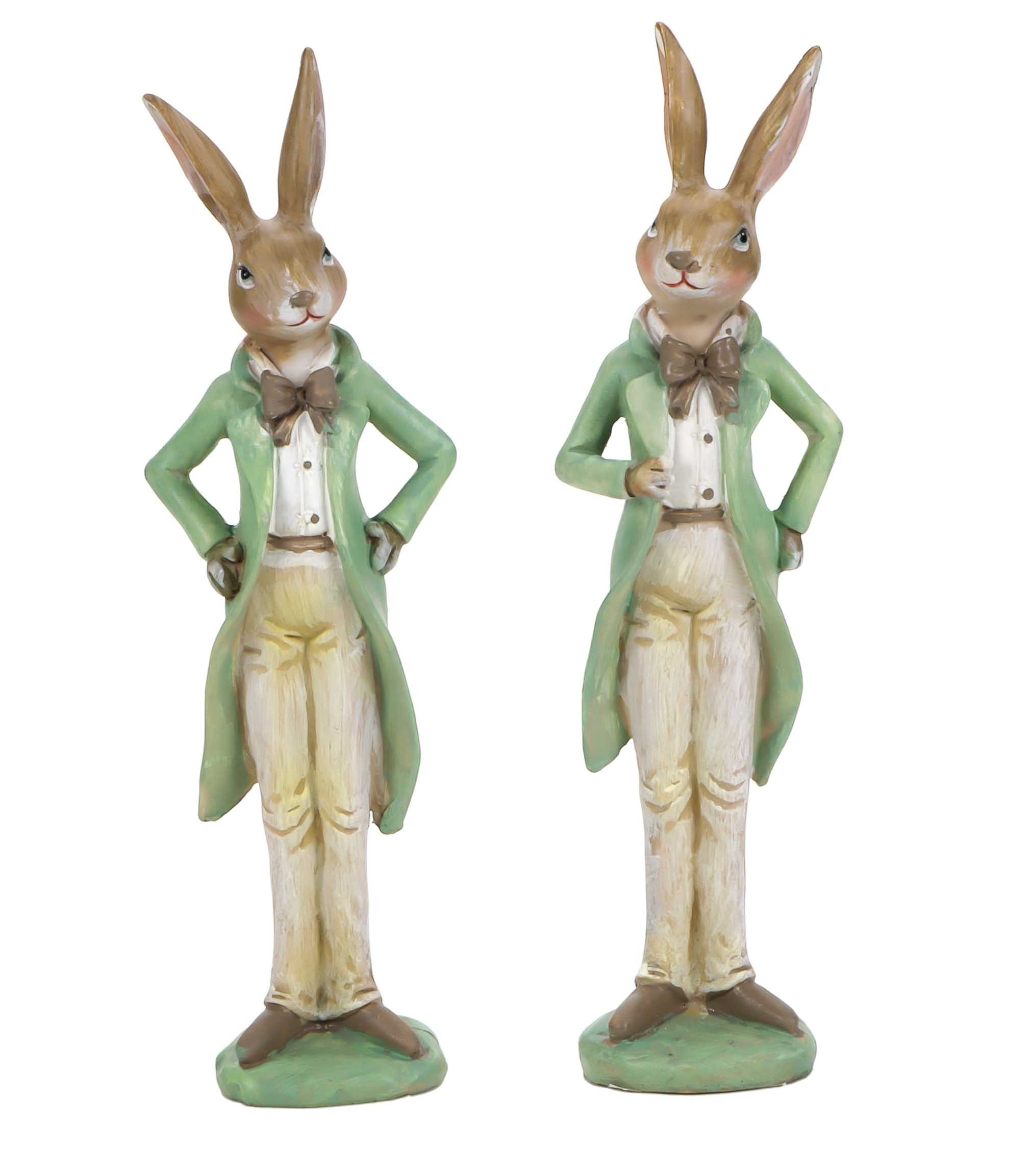Bubble-Store Osterhase Hase (Oster Deko Figur, 2 St., Osterhasen aus Kunstharz), Hasenfigur 2er-Set Hasen im Anzug