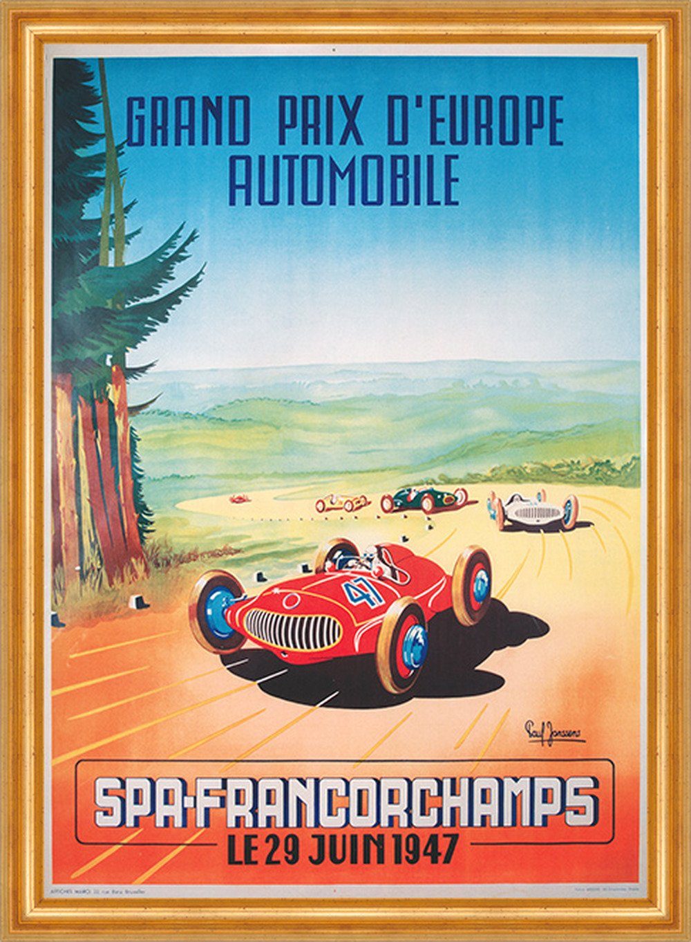 Kunstdruck Grand Prix D Europe Spa Francorchamps 1947 Rennen 034 Gerahmt