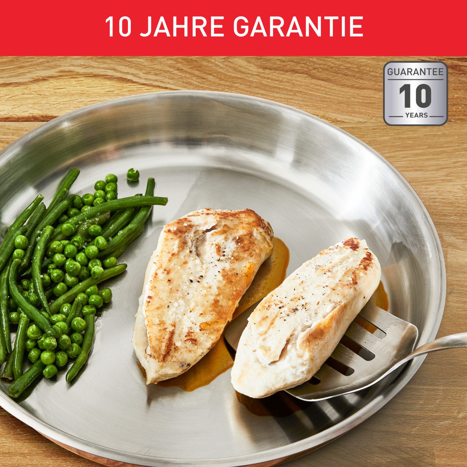 Tefal Pfannen-Set Duetto On, Edelstahl (Set, 2-tlg), 24/28 cm, unversiegelt, Induktion, genieteter Griff, backofengeeignet – Bild 5 von 5