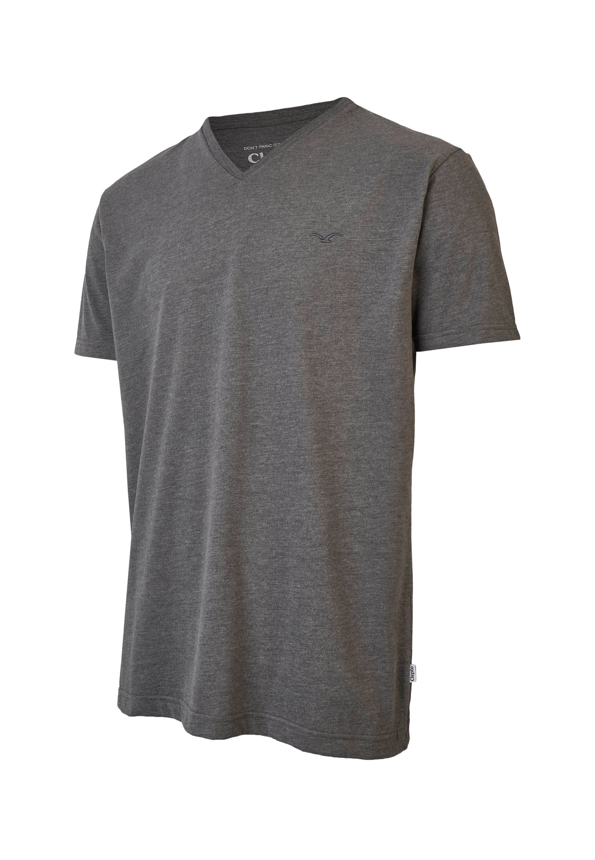 Cleptomanicx T-Shirt Ligull Regular V grau-meliert Schnitt mit lockerem