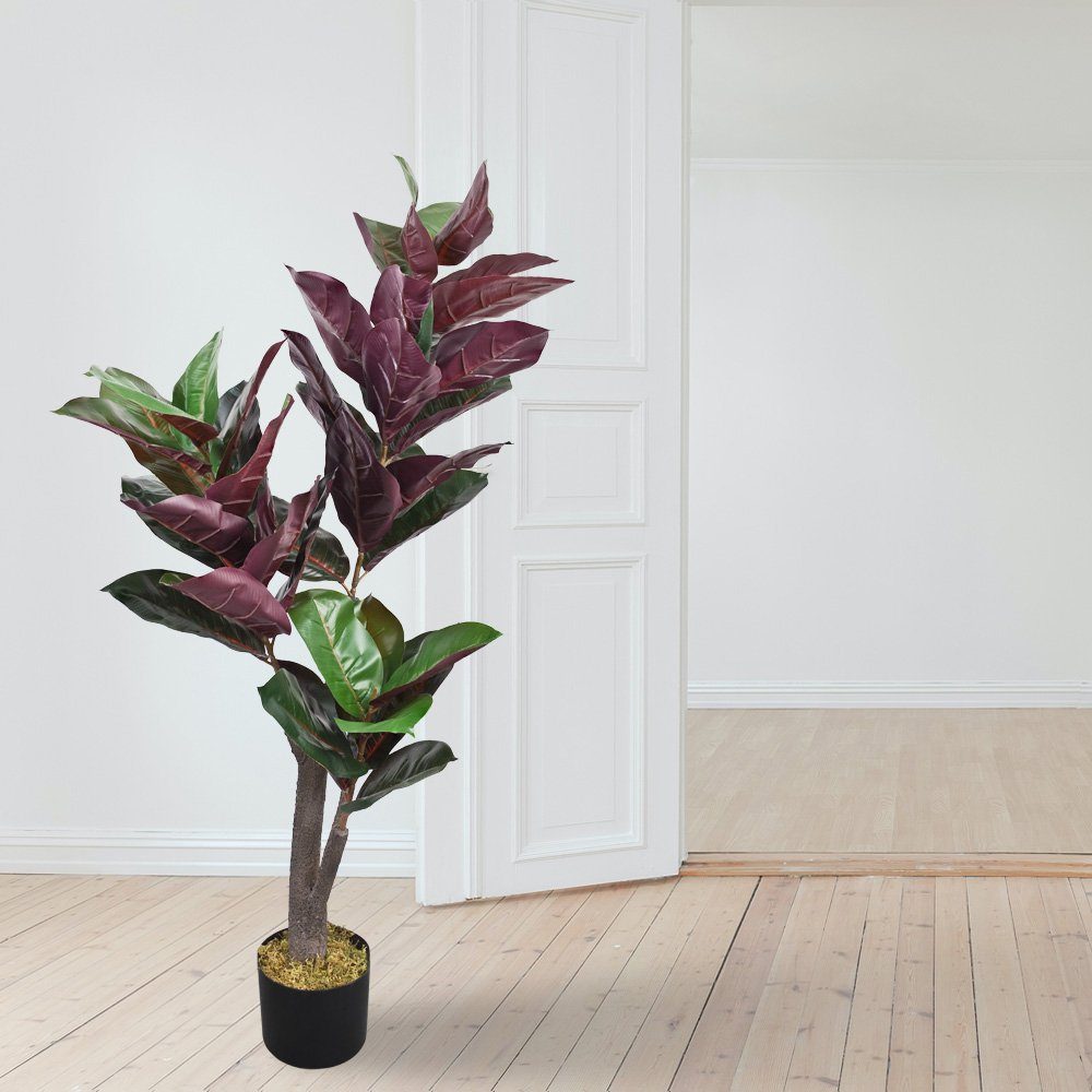 Kunstpflanze Decovego, Künstliche Kunstpflanze Decovego Pflanze 110cm Gummibaum Kautschukbaum Kunstbaum