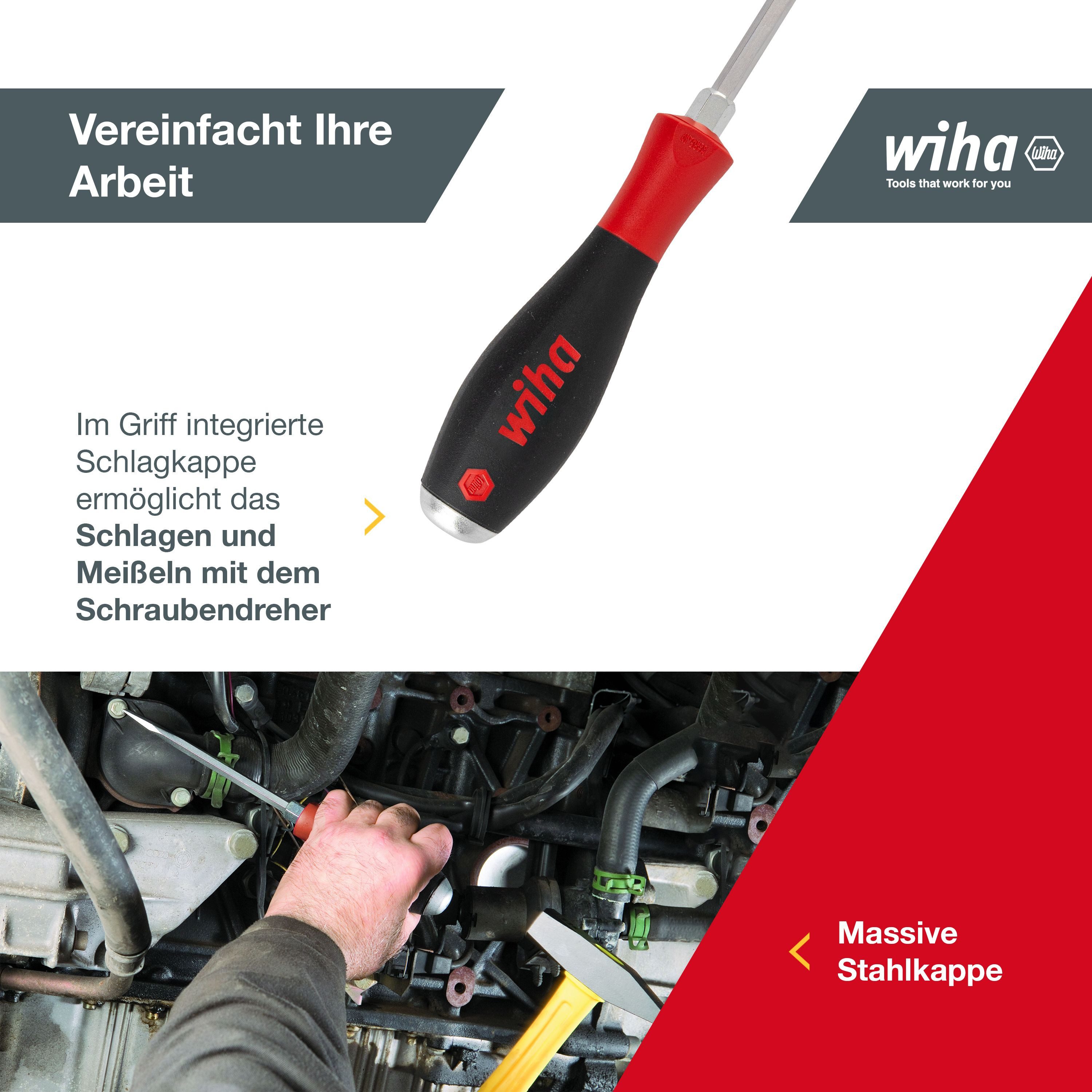 Wiha Schraubendreher SoftFinish® (21250) - 6 tlg., 6-teilig, Schlitz/Kreuz, für Alltag und Handwerk