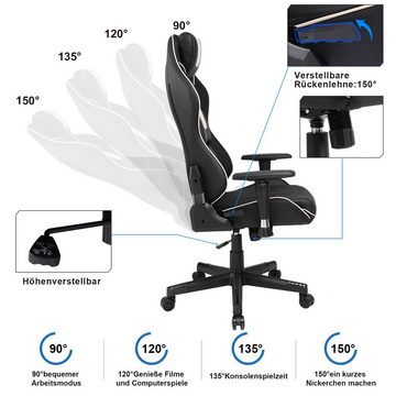 GTPLAYER Gaming-Stuhl Gaming Stuhl Bürostuhl mit Triple-Support-Technologie (Packung), Wippfunktion 150KG belastbar, Vestellbare Rückenlehne, Computerstuhl