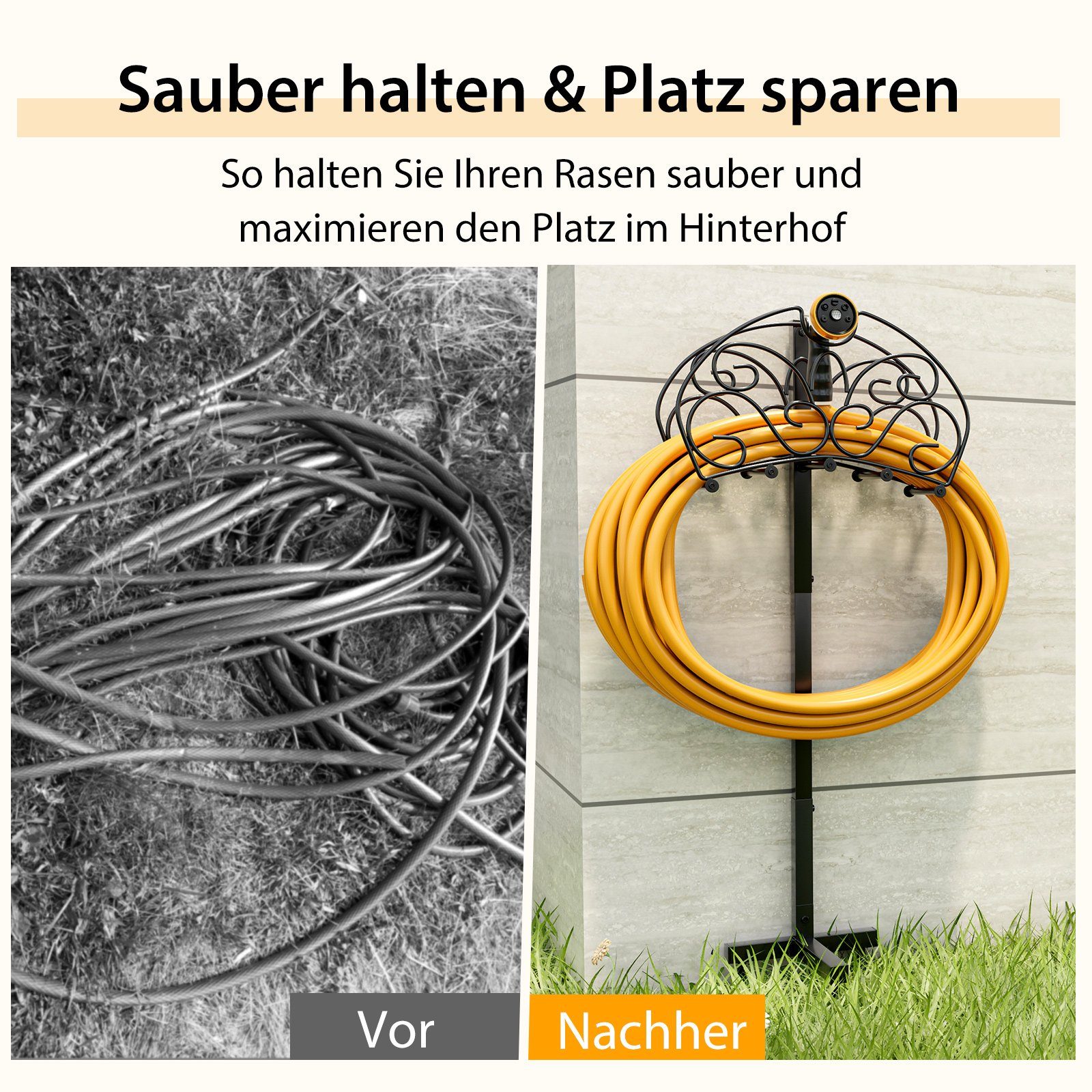 COSTWAY Schlauchhalterung, (freistehend, für 45 m Schlauch)