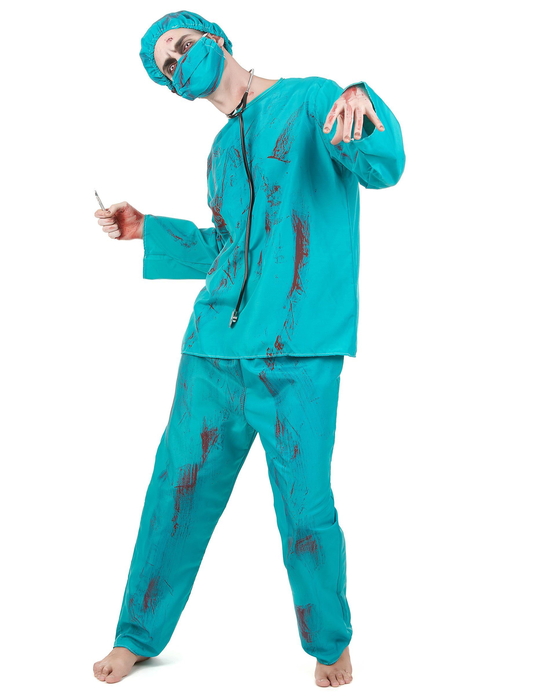 JADEO Kostüm Zombie Chirurg Halloween-Herrenkostüm blau
