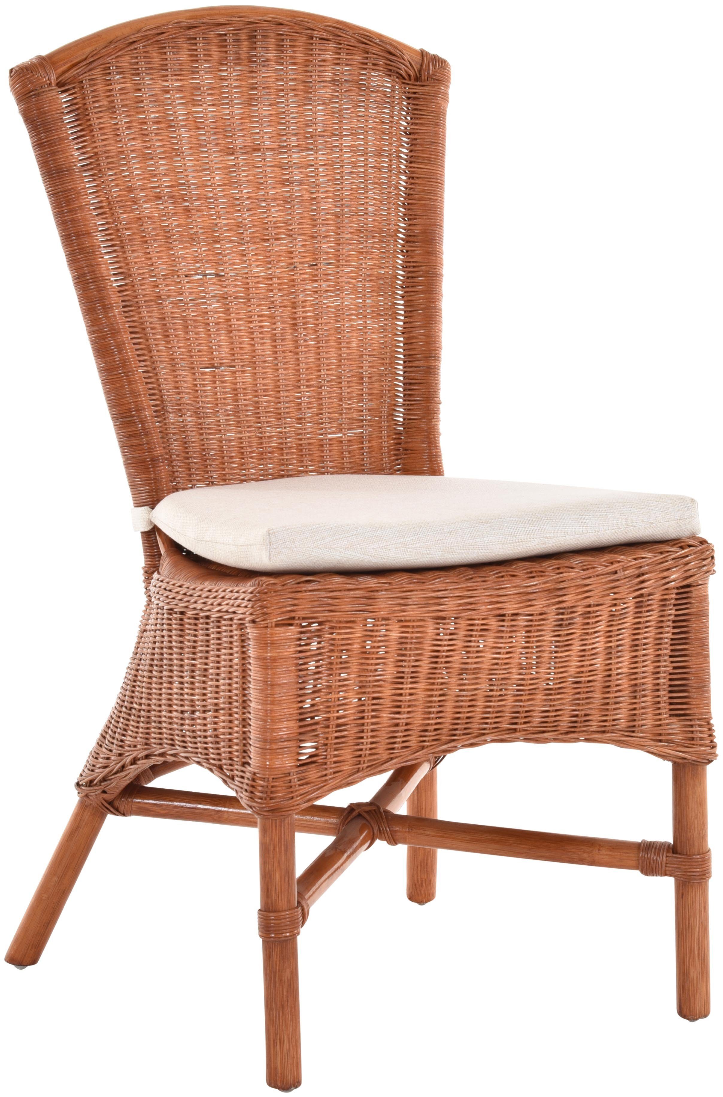 Krines Home Esszimmerstuhl Rattan Esszimmer-Sessel Rattanstuhl Esszimmerstuhl Küchenstuhl, Hohe Rückenlehne Rotbraun