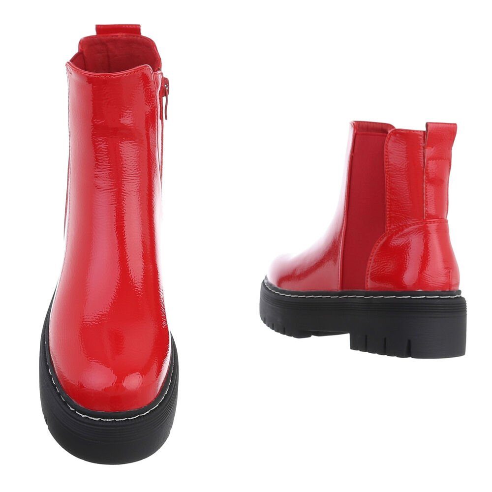 Schuhe Klassische Stiefeletten Ital-Design Damen Freizeit Stiefelette Blockabsatz Plateaustiefeletten Rot