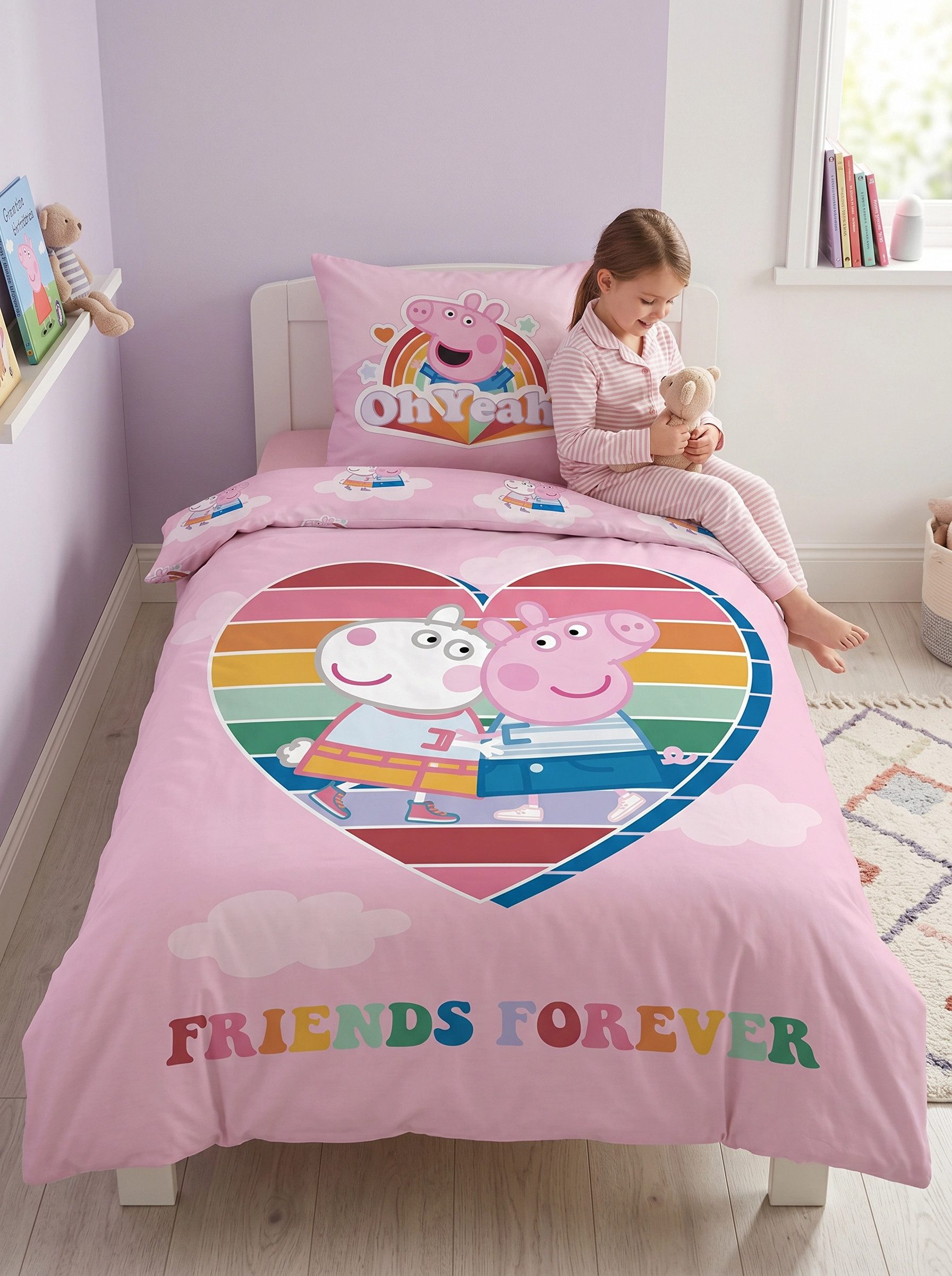 Peppa Pig Bettwäsche Peppa Wutz Kinder Bettwäsche Mikrofaser 2tlg Set, Mcrofaser, 2 teilig, Deckenbezug 135-140x200 cm Kissenbezug: 63X63 cm