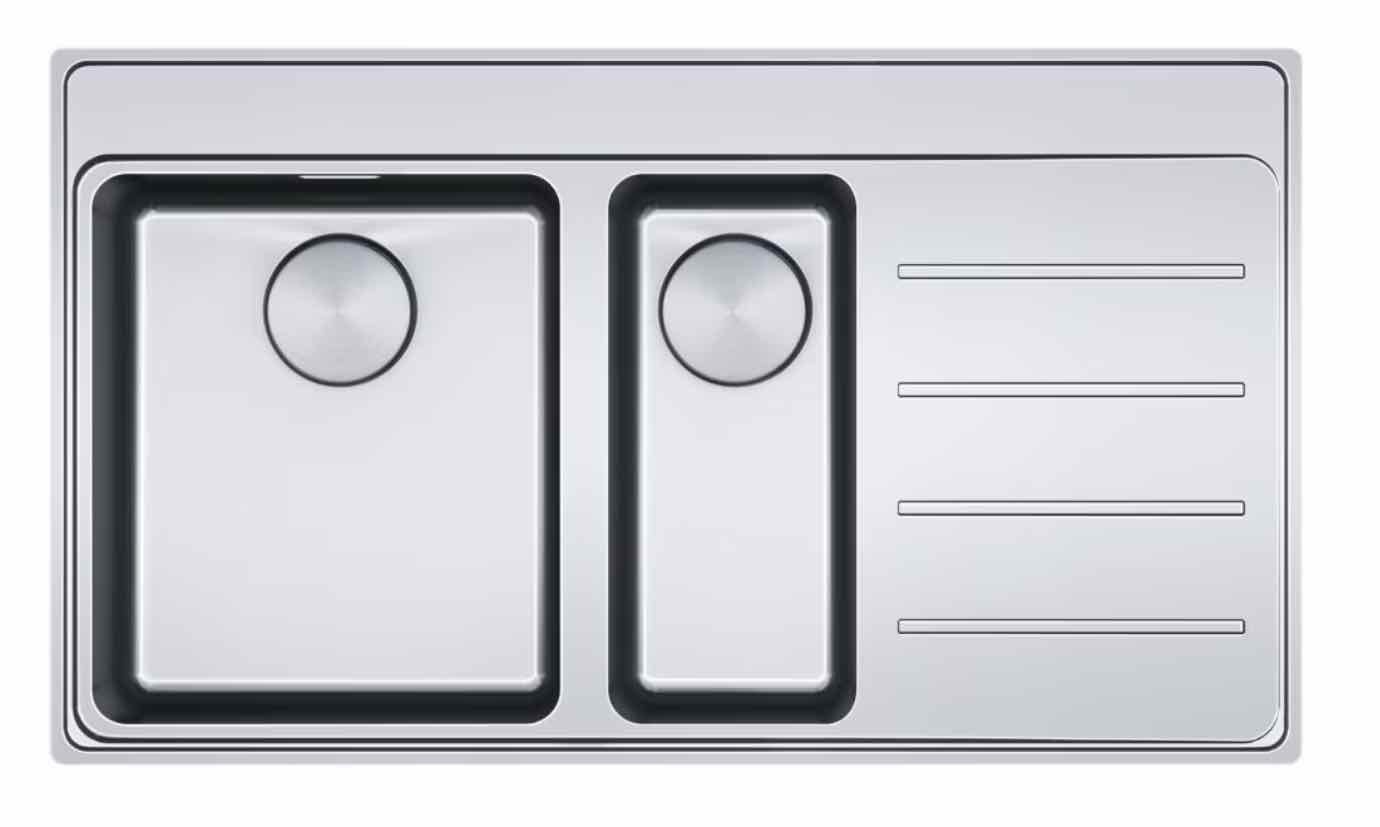 FRANKE Einbauspüle FRANKE MYTHOS, MYX251-86 Druckknopf-Ventil, Edelstahl gebürstet