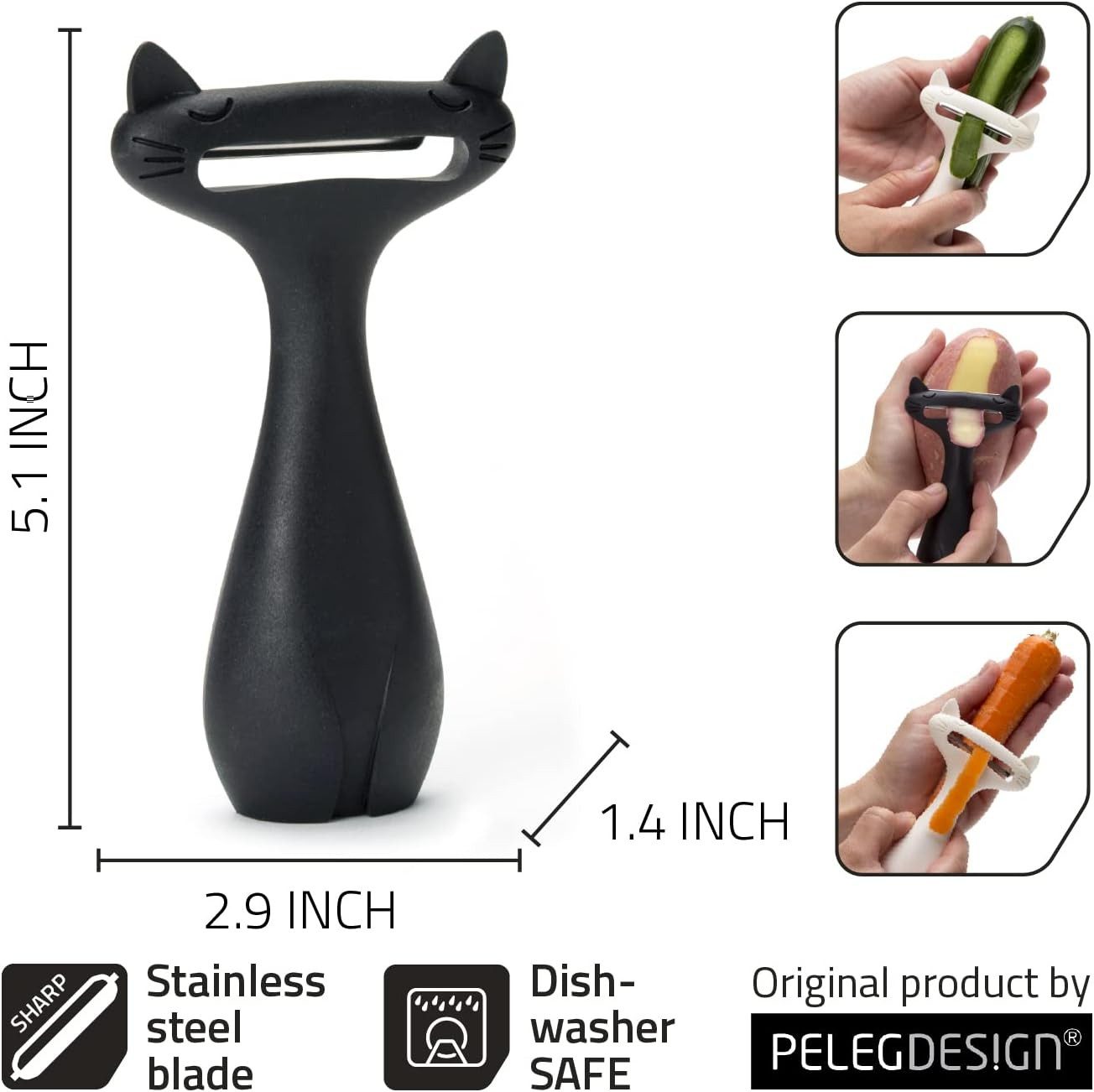 PELEG DESIGN® Gemüseschneider PELEG DESIGN Kätzchen Gemüseschäler – Süßer Kartoffelschäler