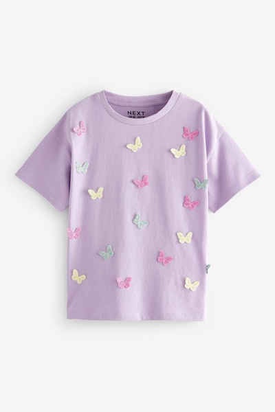 Next T-Shirt T-Shirt mit gehäkelten Schmetterlingen (1-tlg)