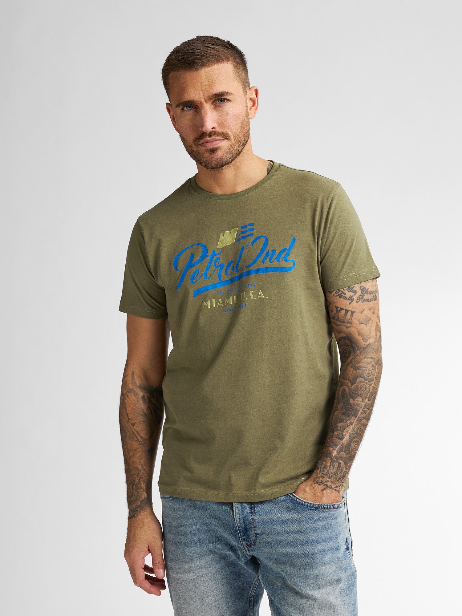 Petrol Industries T-Shirt - Bedrucktes Kurzarmshirt mit Frontprint günstig online kaufen