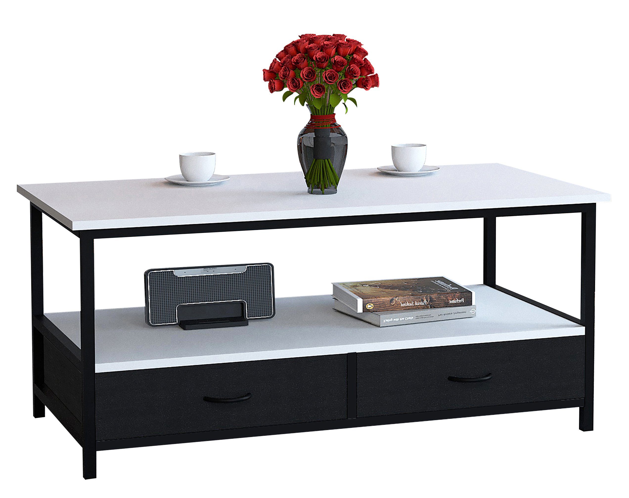 VCM Couchtisch Metall Holz Schublade Sofatisch günstig online kaufen