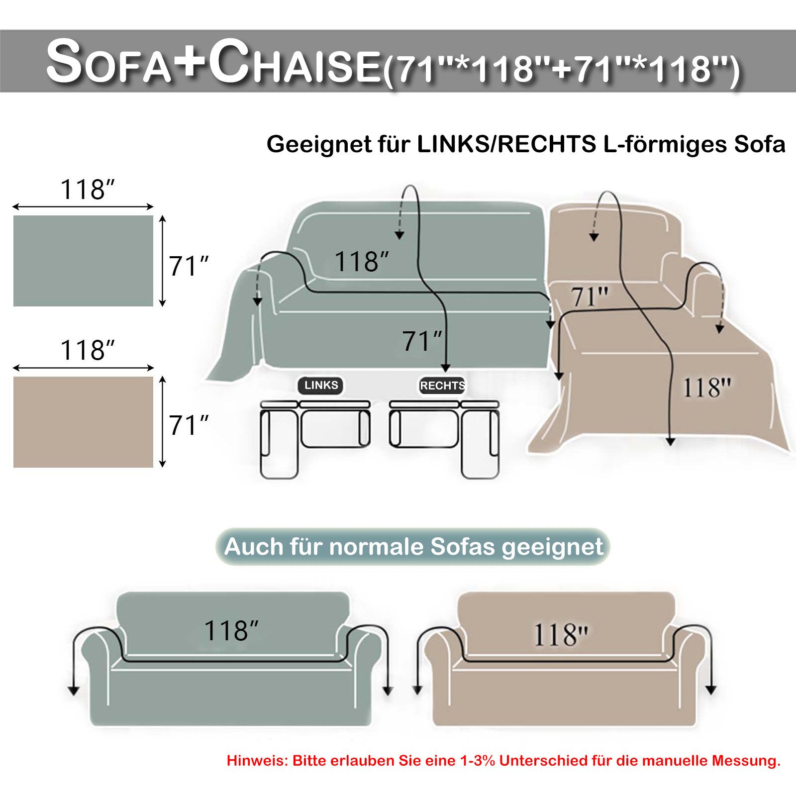 Jibenhome Ecksofahusse Chenille Sofabezug Überwurf Ecksofa günstig online kaufen