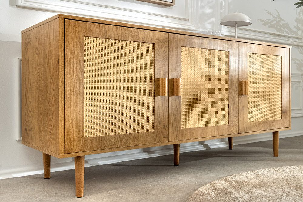 riess-ambiente Sideboard VIENNA 120 cm natur – Wiener Geflecht, Design‑Kommode, Retro, Stauraum (Einzelartikel, 1 St), edler Schrank mit Rattan-Geflecht Türfronten – ideal fürs Wohnzimmer