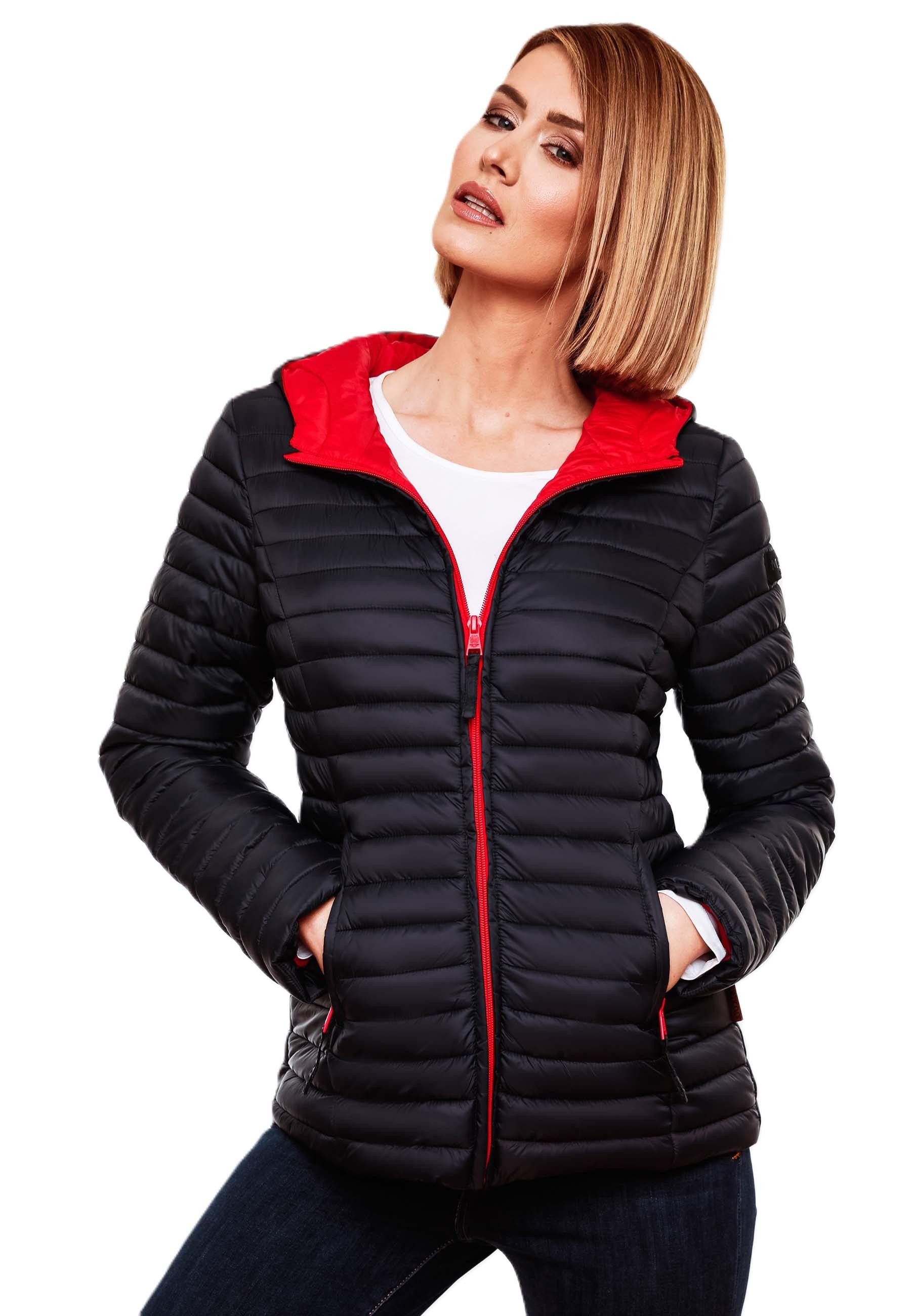 Marikoo Steppjacke Marikoo Asraa Damen Steppjacke B857 Übergangsjacke mit kontrastfarbendem Reißverschluss