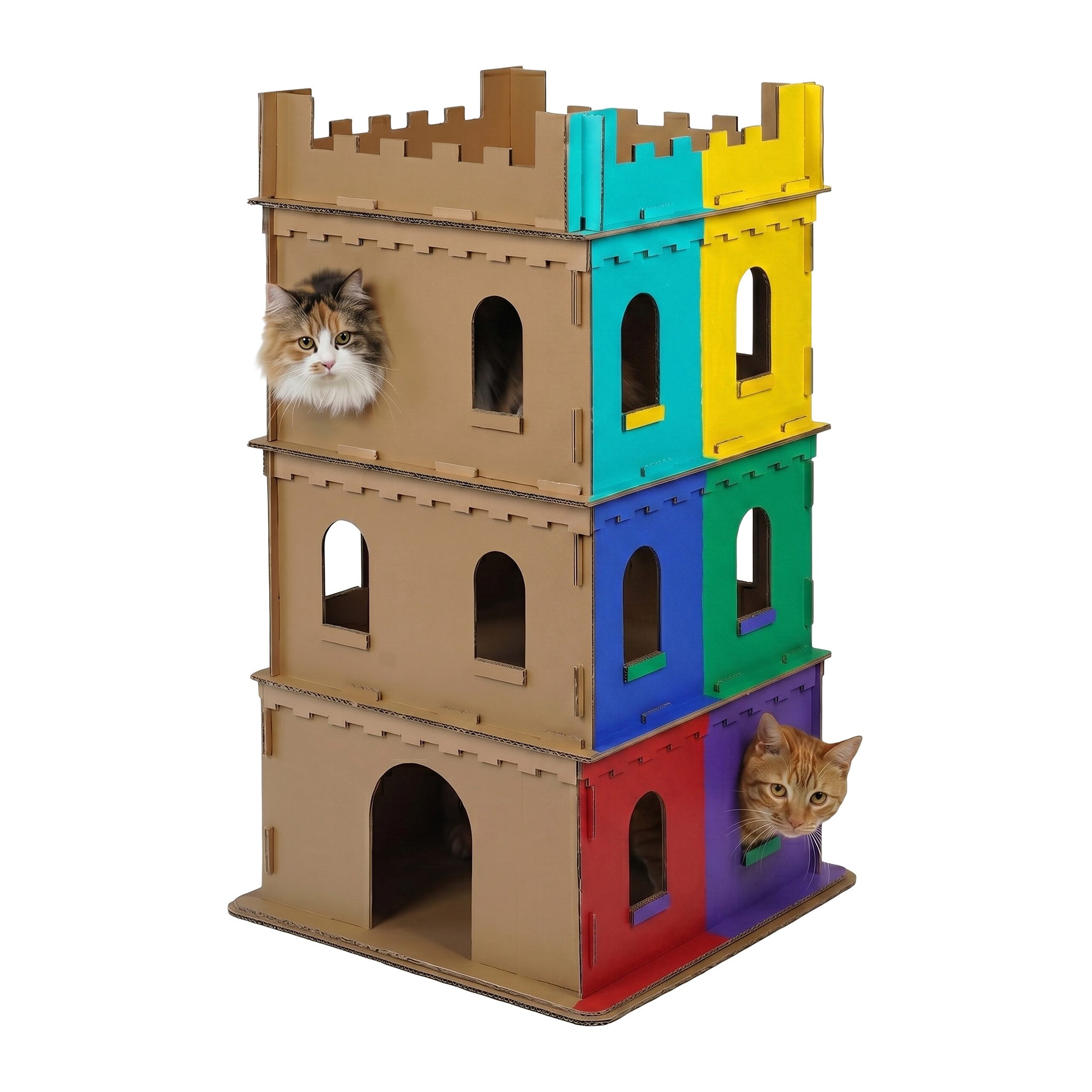 relaxdays Katzenhaus Katzenburg XL aus Pappe, braun