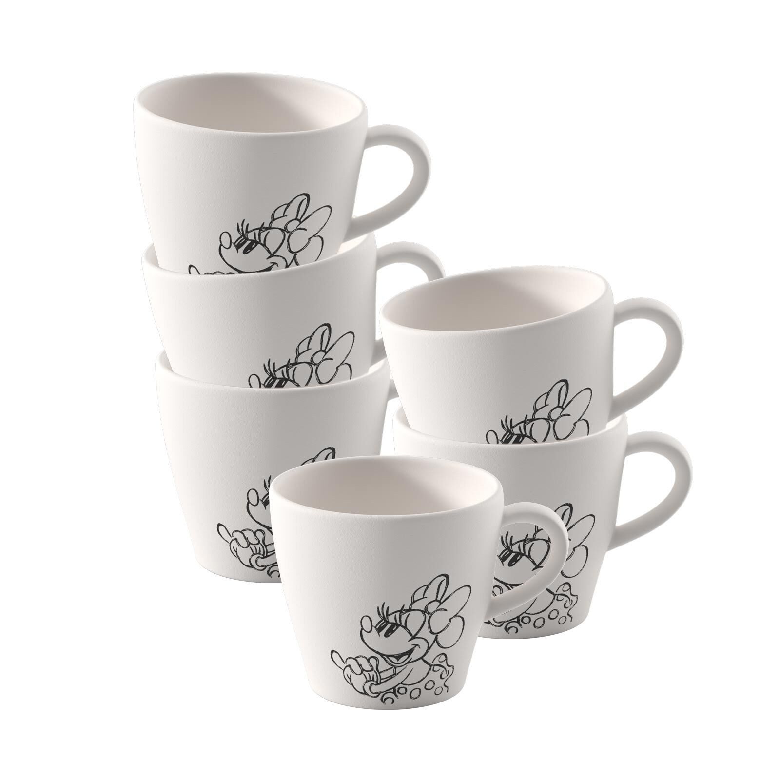 Villeroy & Boch Tasse Manufacture Rock blanc - Mickey Mouse Kaffeetassen, 6-tlg., Porzellan