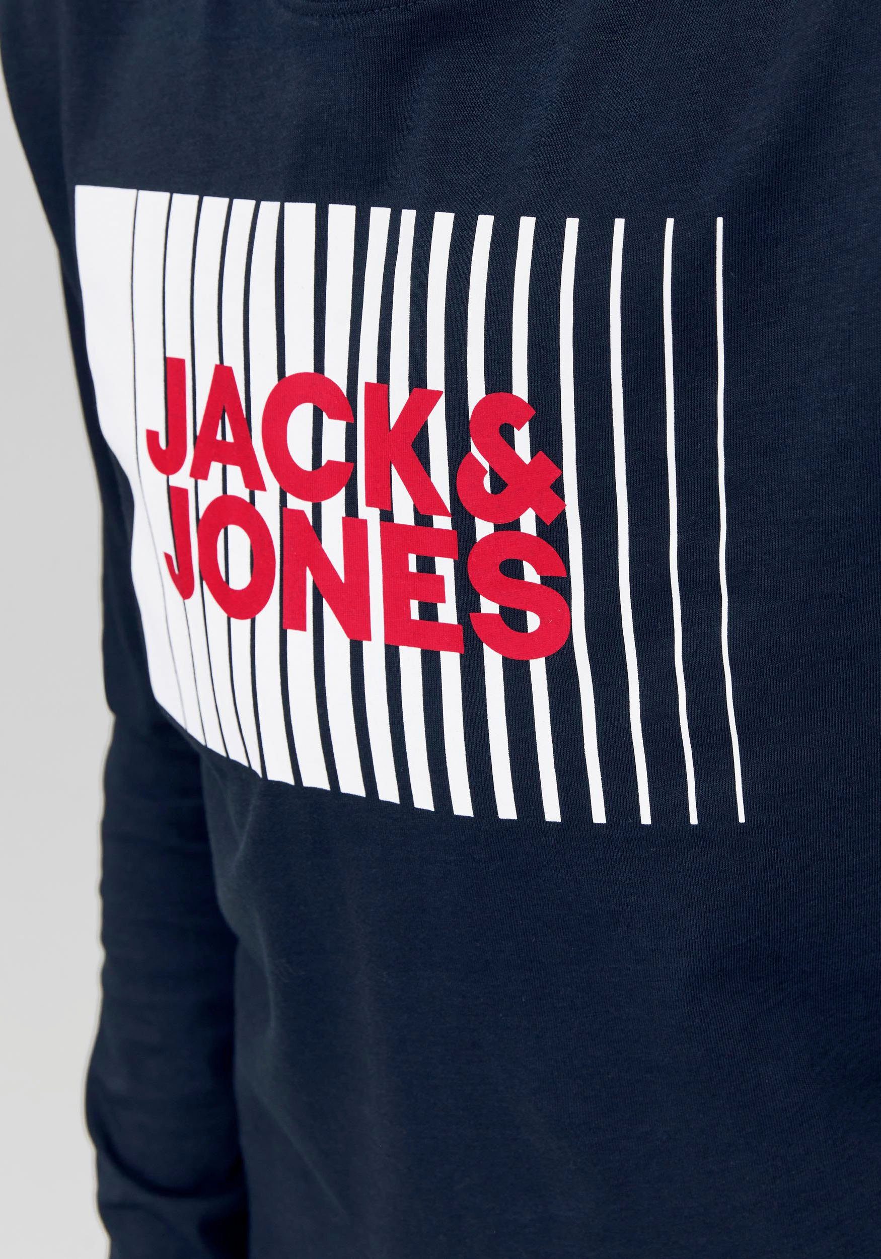 Jack & NOOS TEE Jones Junior PLAY O-NECK LS Langarmshirt JJECORP LOGO JNR Blazer Navy