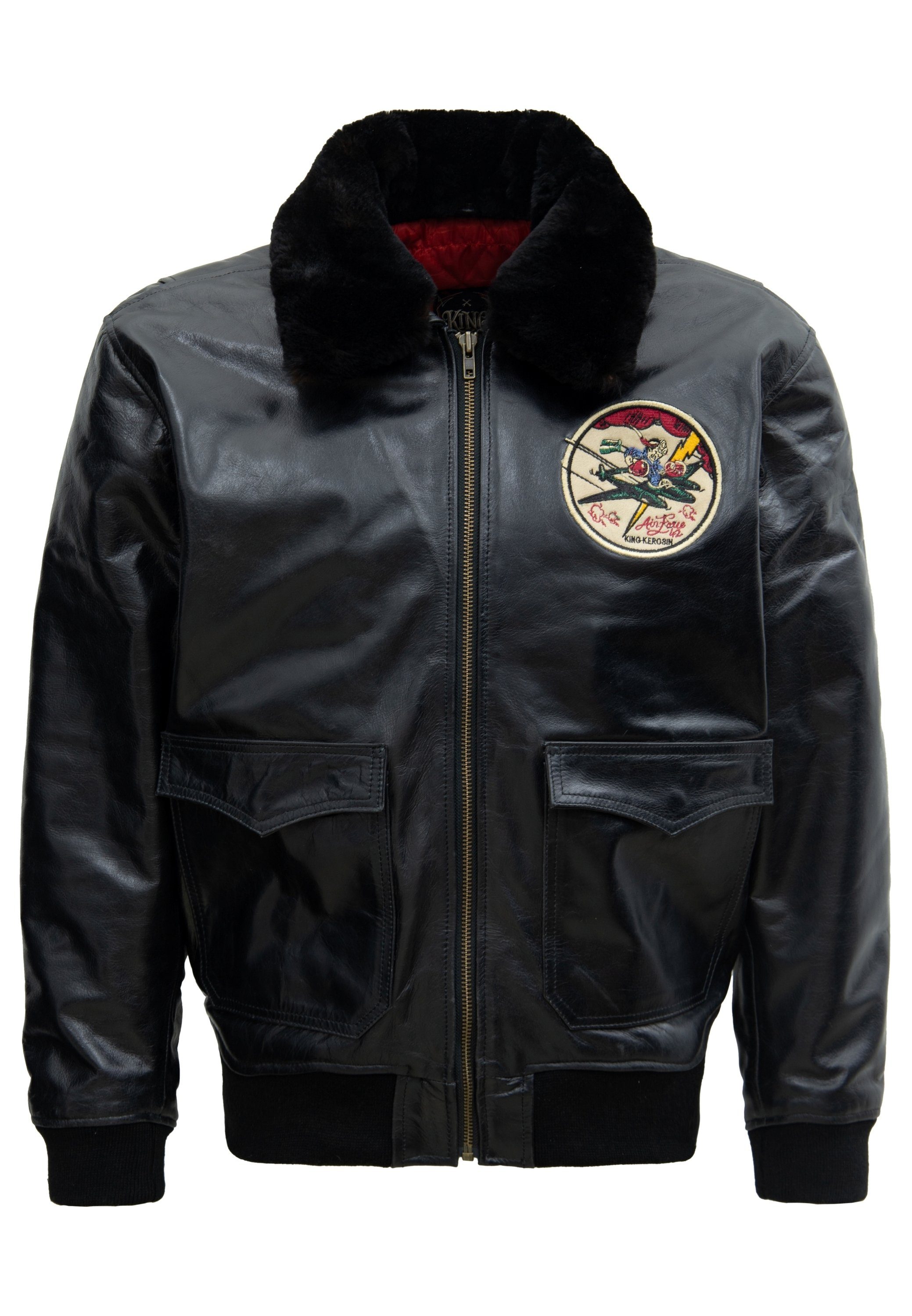 KingKerosin Lederjacke Air Force 42 mit Protektoren Taschen für Biker